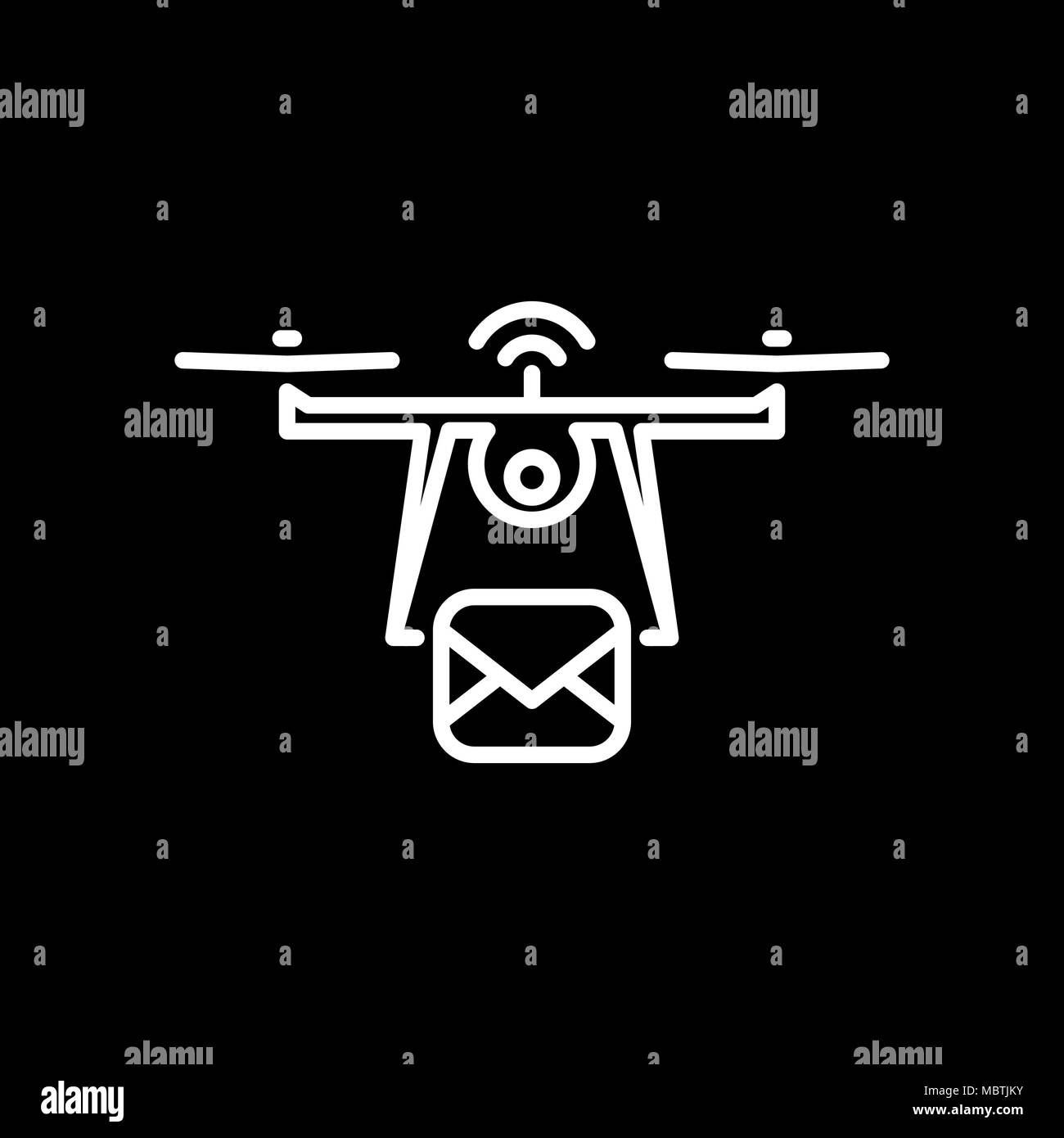 Aria icona drone semplice piatto illustrazione vettoriale. Illustrazione Vettoriale