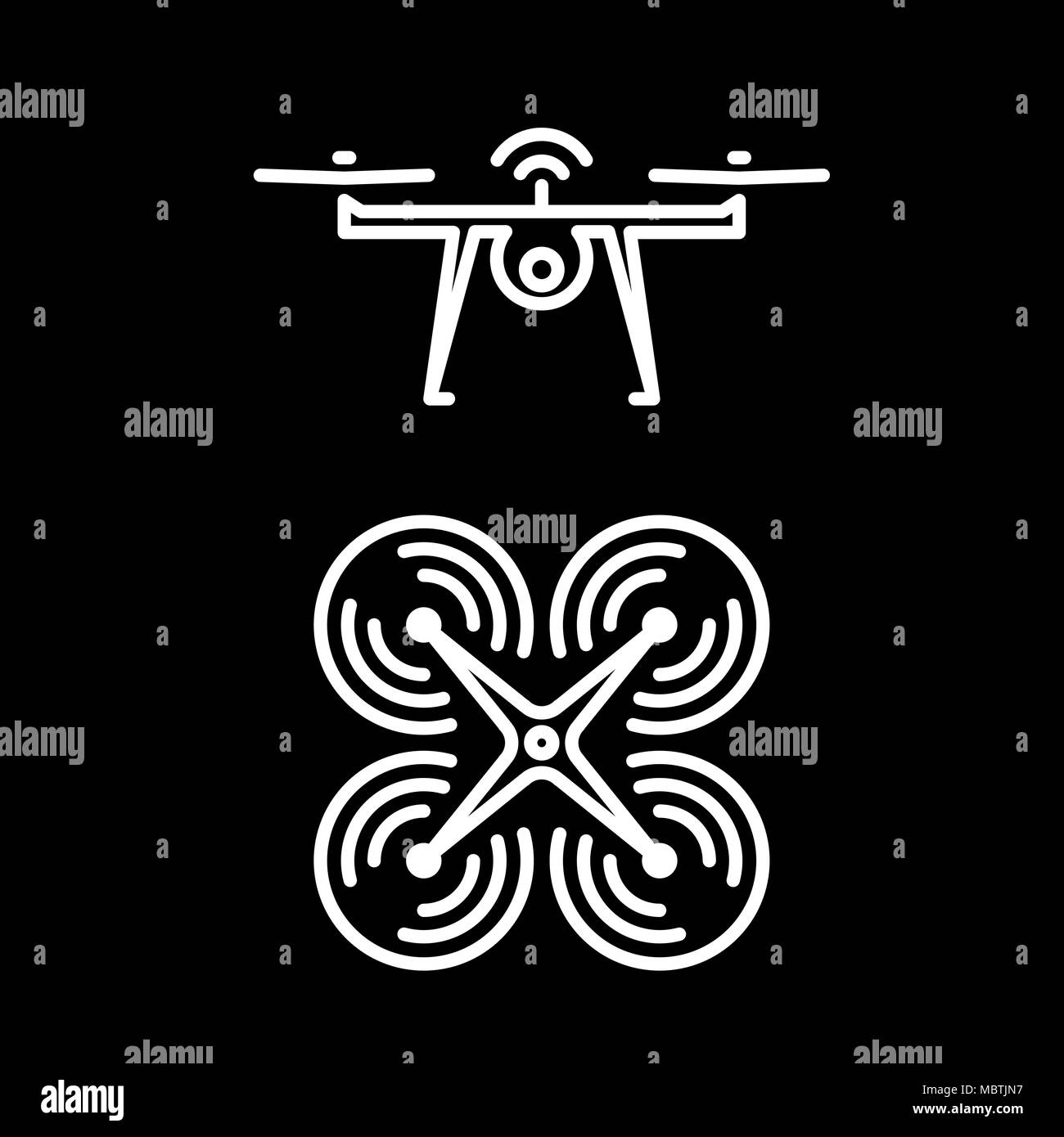 Aria icona drone semplice piatto illustrazione vettoriale. Illustrazione Vettoriale