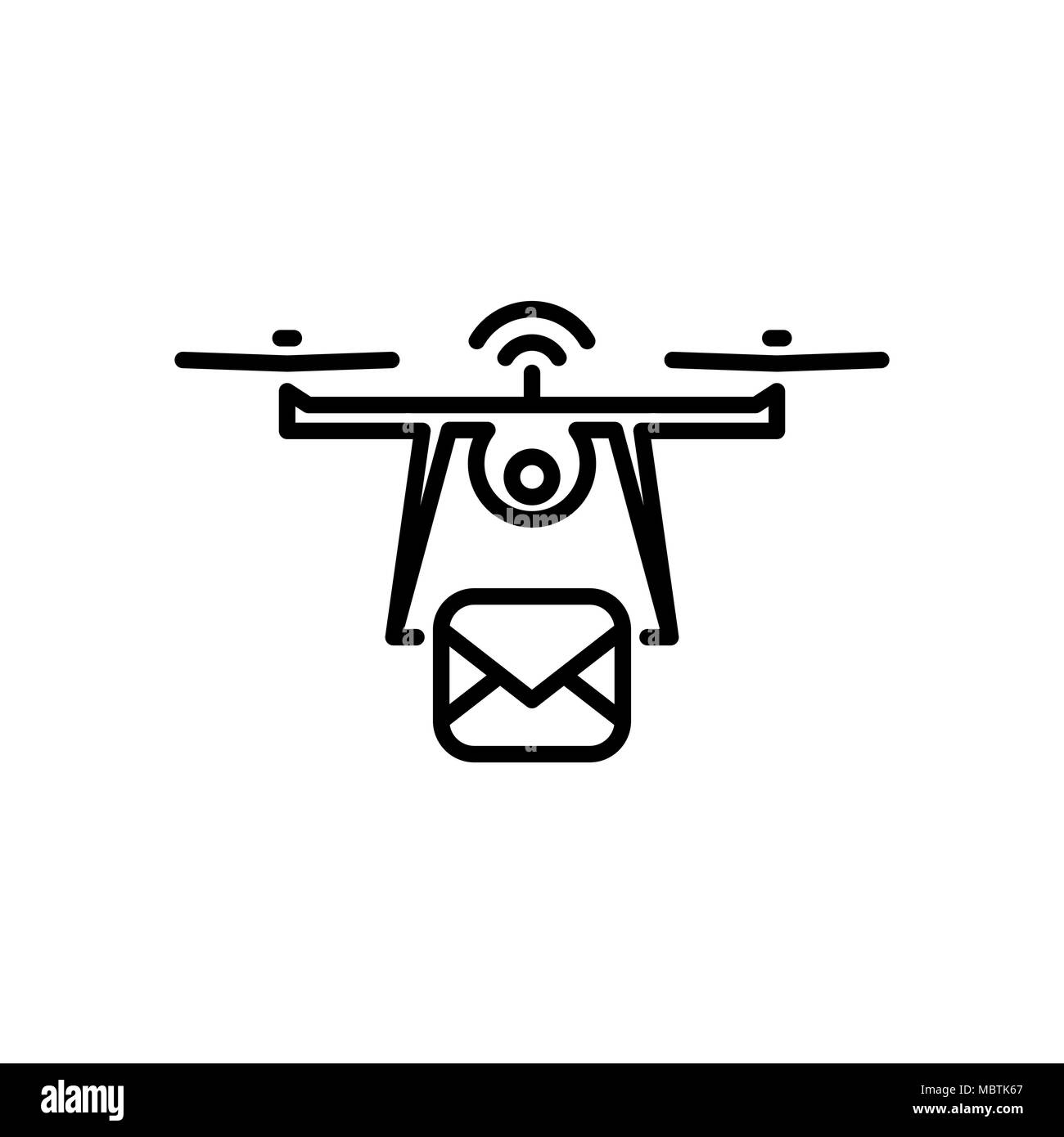 Aria icona drone semplice piatto illustrazione vettoriale. Illustrazione Vettoriale