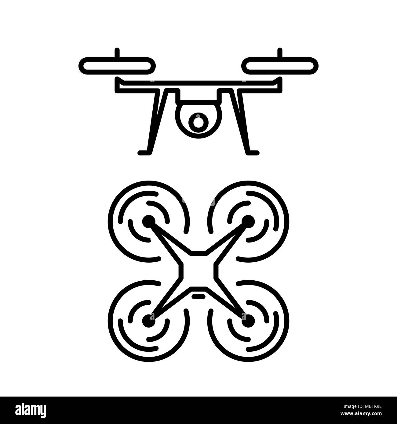 Aria icona drone semplice piatto illustrazione vettoriale. Illustrazione Vettoriale