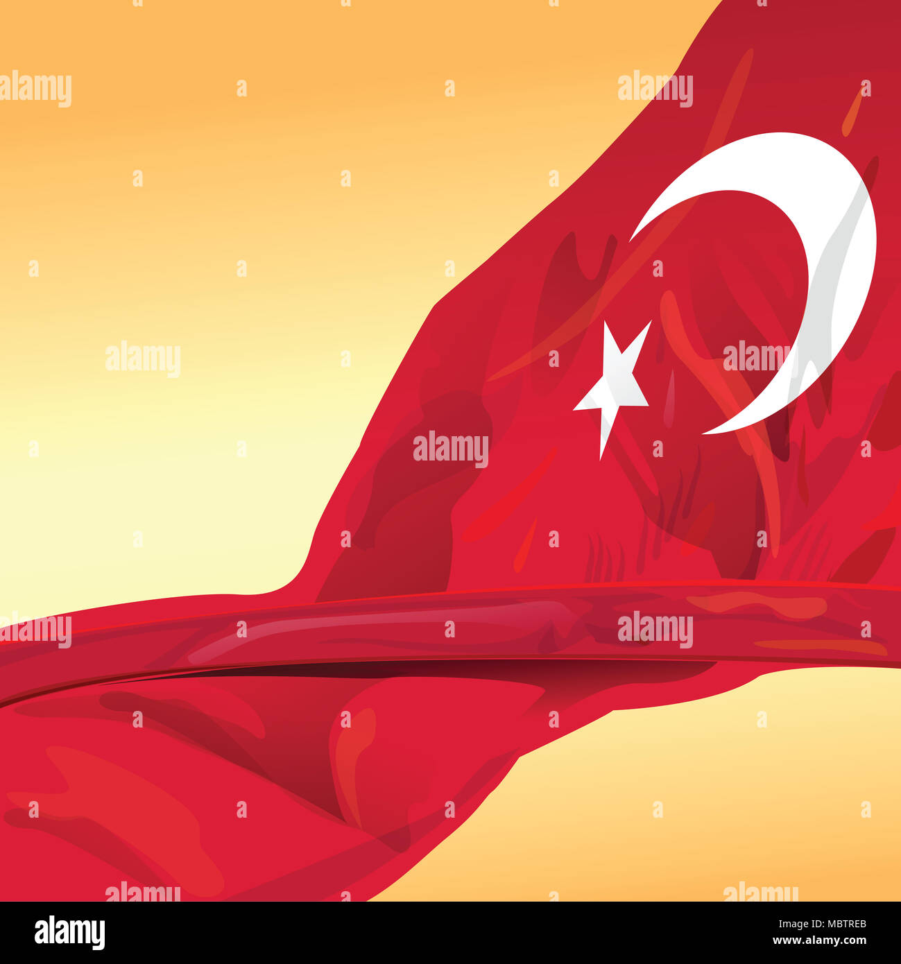 Rappresentano Bandiera della Turchia per elemento di design di grande potenza paese. Questo file vettoriale è organizzata in strati per separare tutti gli elementi grafici. Foto Stock