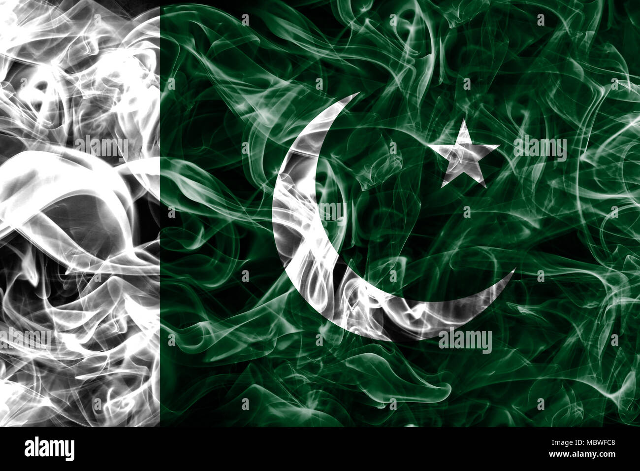 Il Pakistan bandiera di fumo Foto Stock