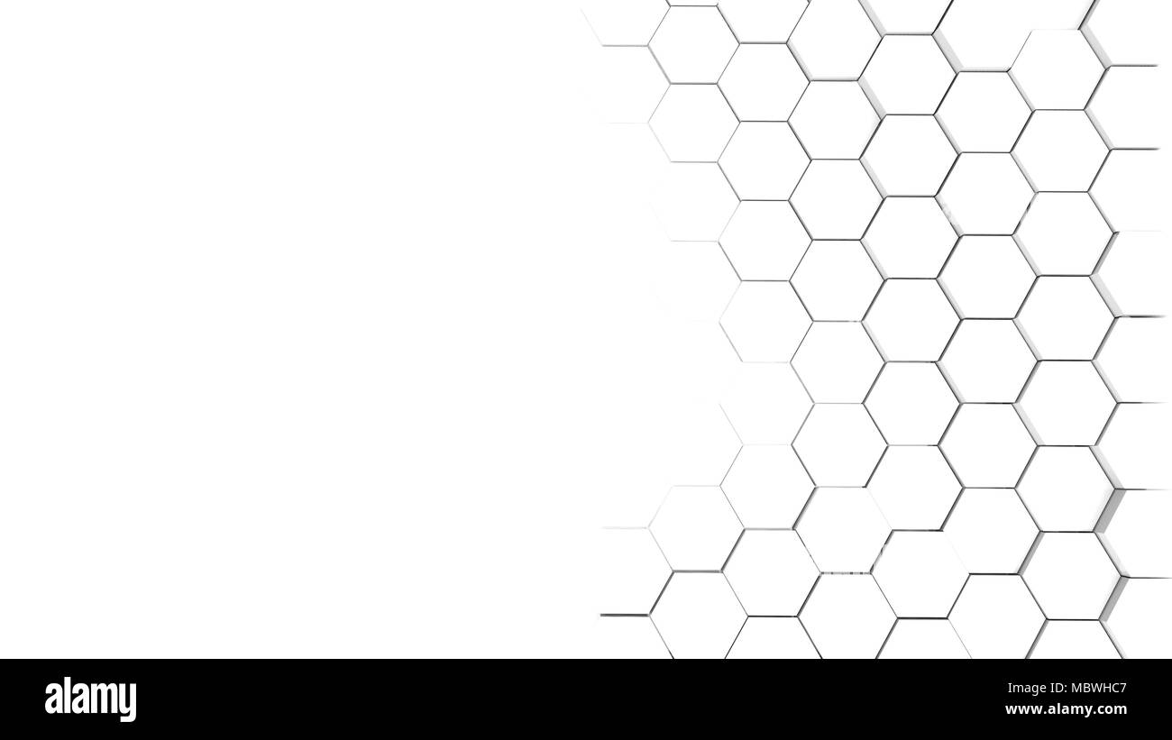 Futuristico con sfondo bianco esagonale forma astratta. 3d illustrazione Foto Stock