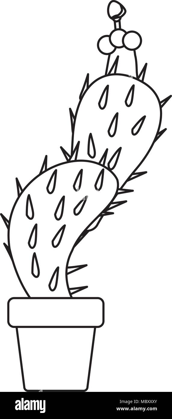 Nopal cactus in vaso Illustrazione Vettoriale