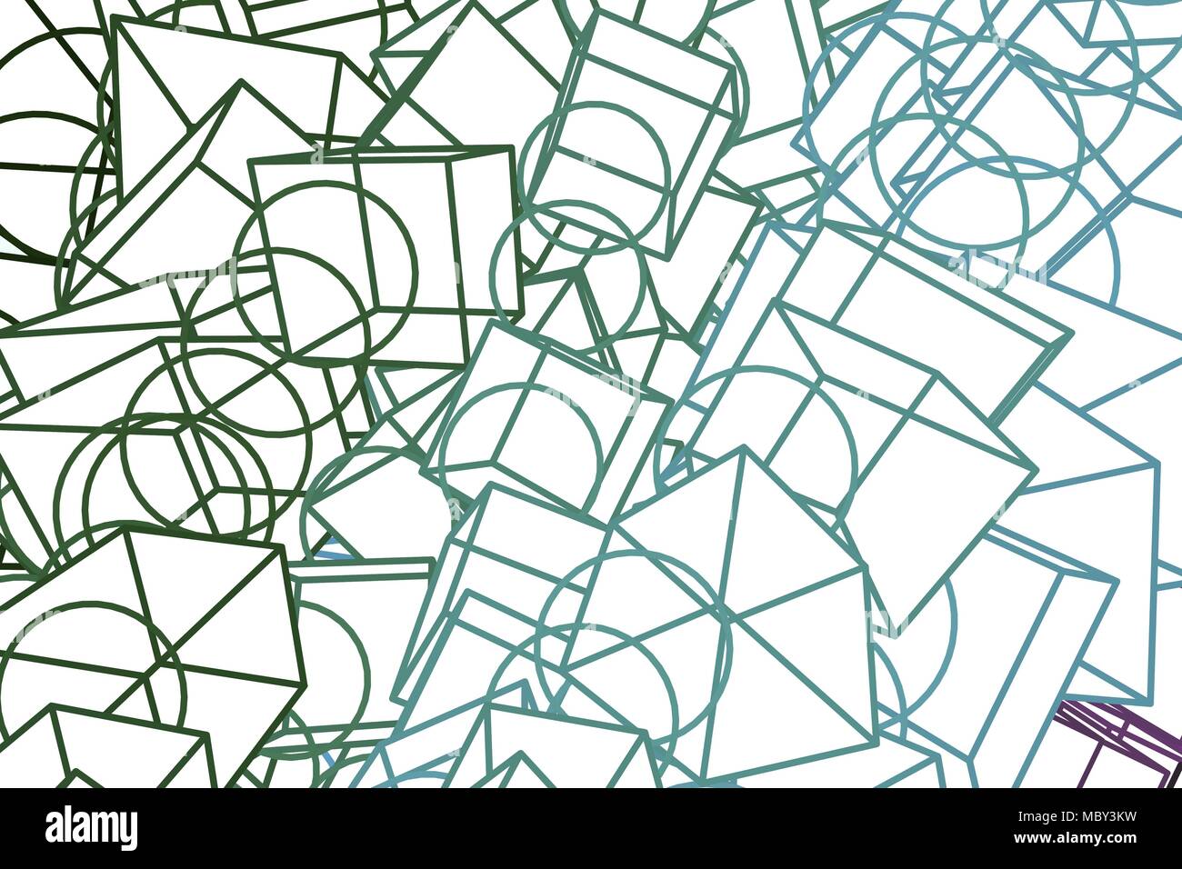 Concettuale astratto ellisse & casella quadrata pattern. Buona per la pagina web e graphic design, catalogo, tessitura o di sfondo. 3D vista in prospettiva. Vector illus Illustrazione Vettoriale