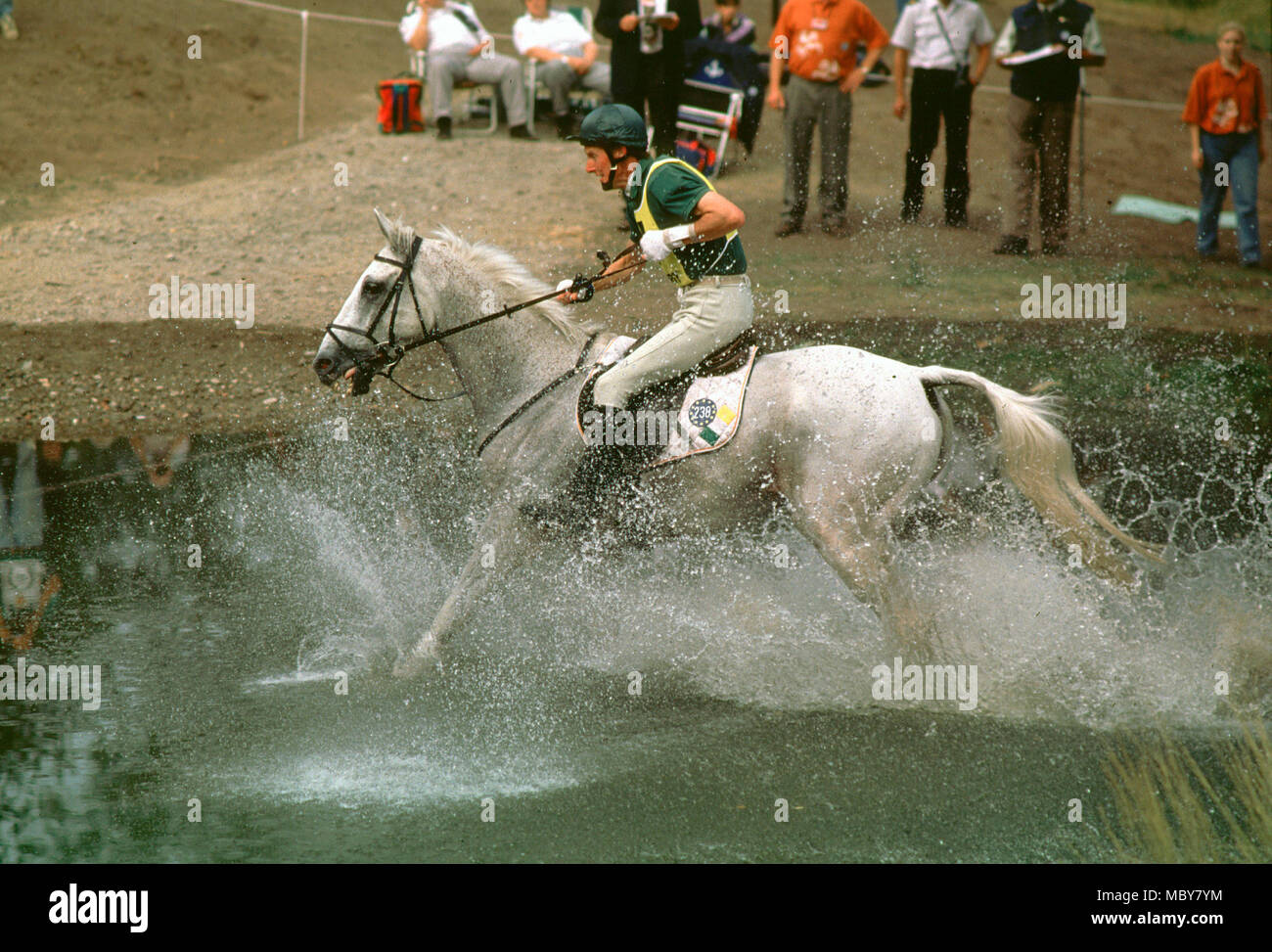 Giochi equestri mondiali, Stoccolma, 1990, Eric Smiley (IRE) riding Enterprise Foto Stock