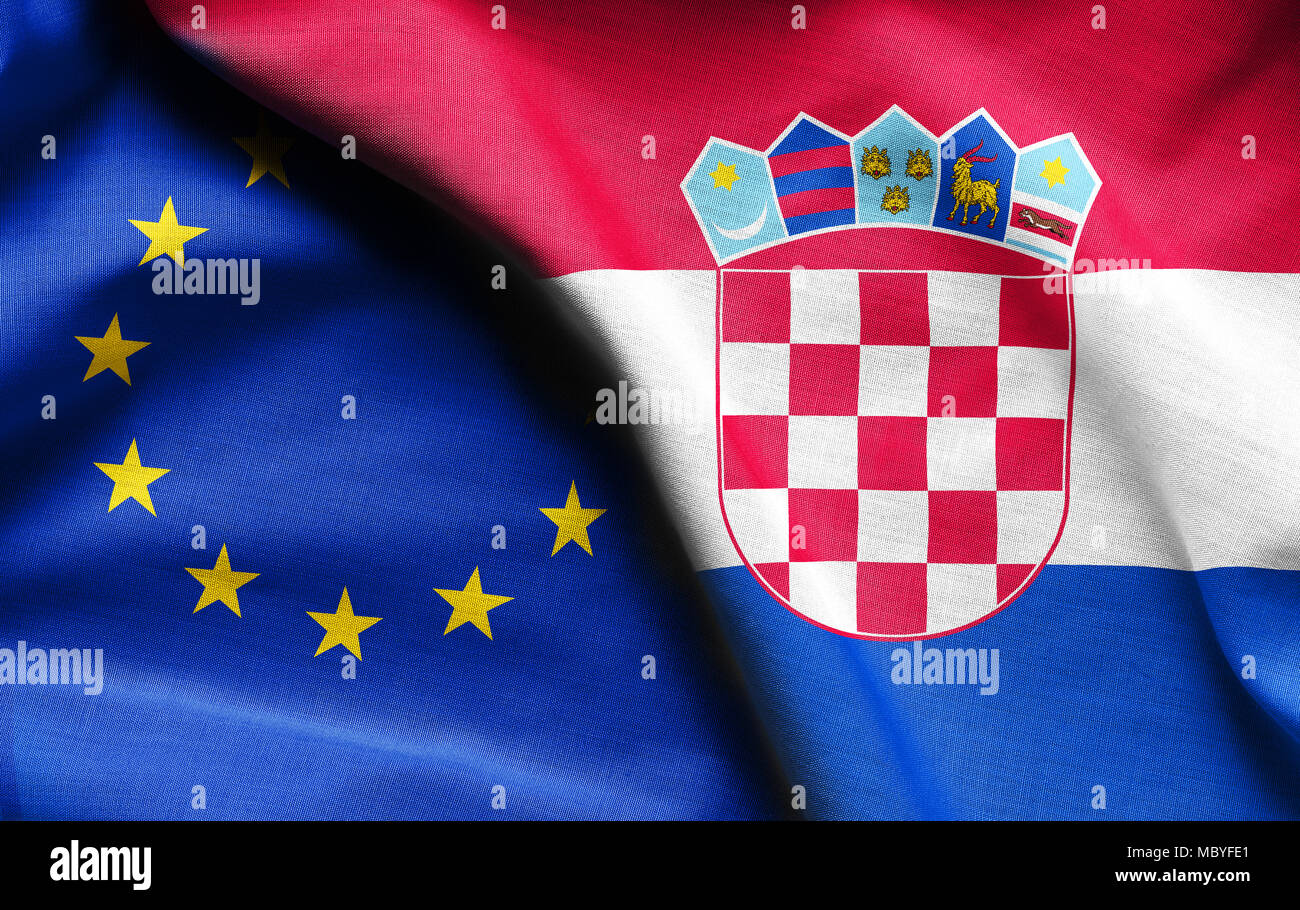 Bandiere di croati e Unione europea Foto Stock