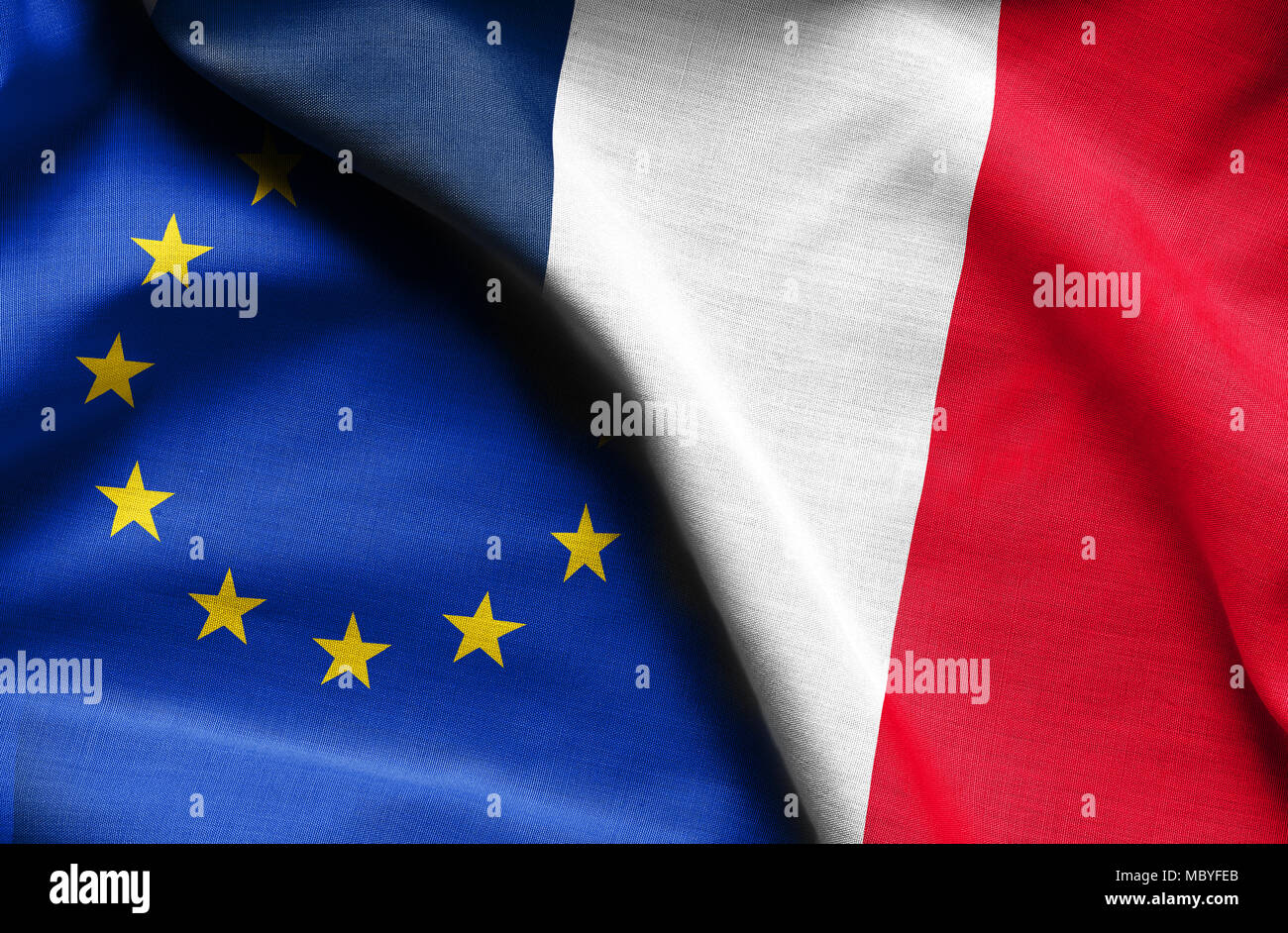 Bandiere di Francia e Unione europea Foto Stock
