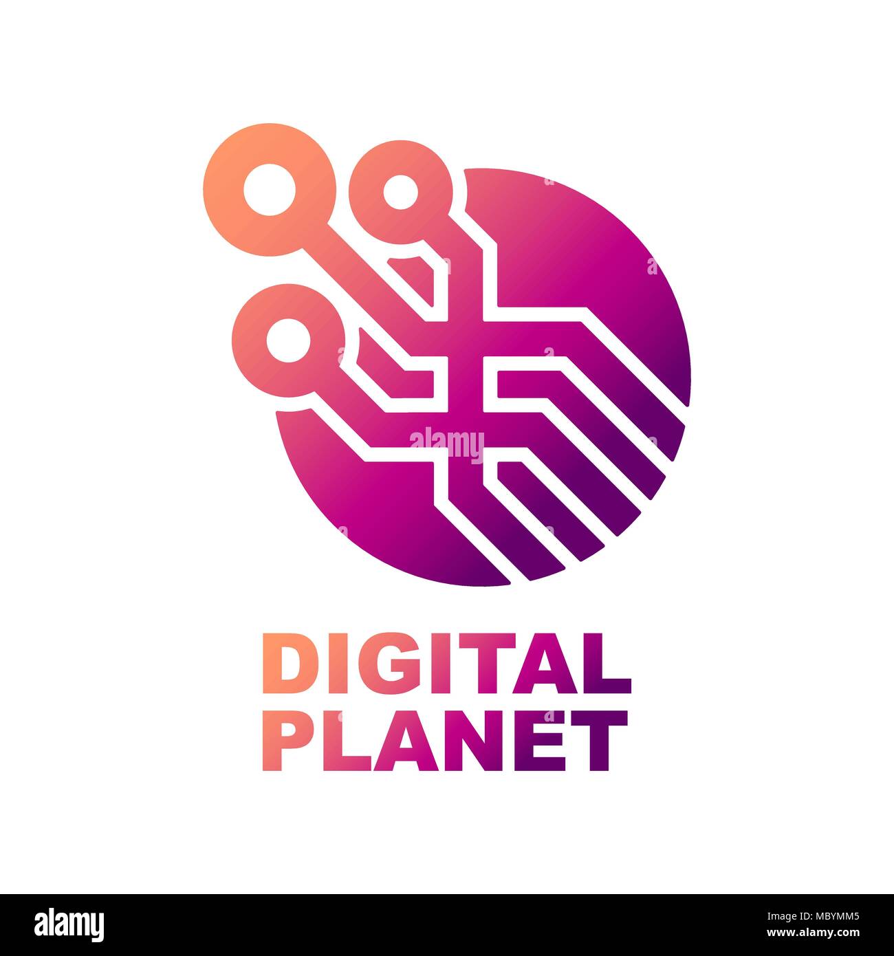 Mondo Tech Logo Design modello. Abstract digital concetto di forma per le moderne tecnologie Illustrazione Vettoriale