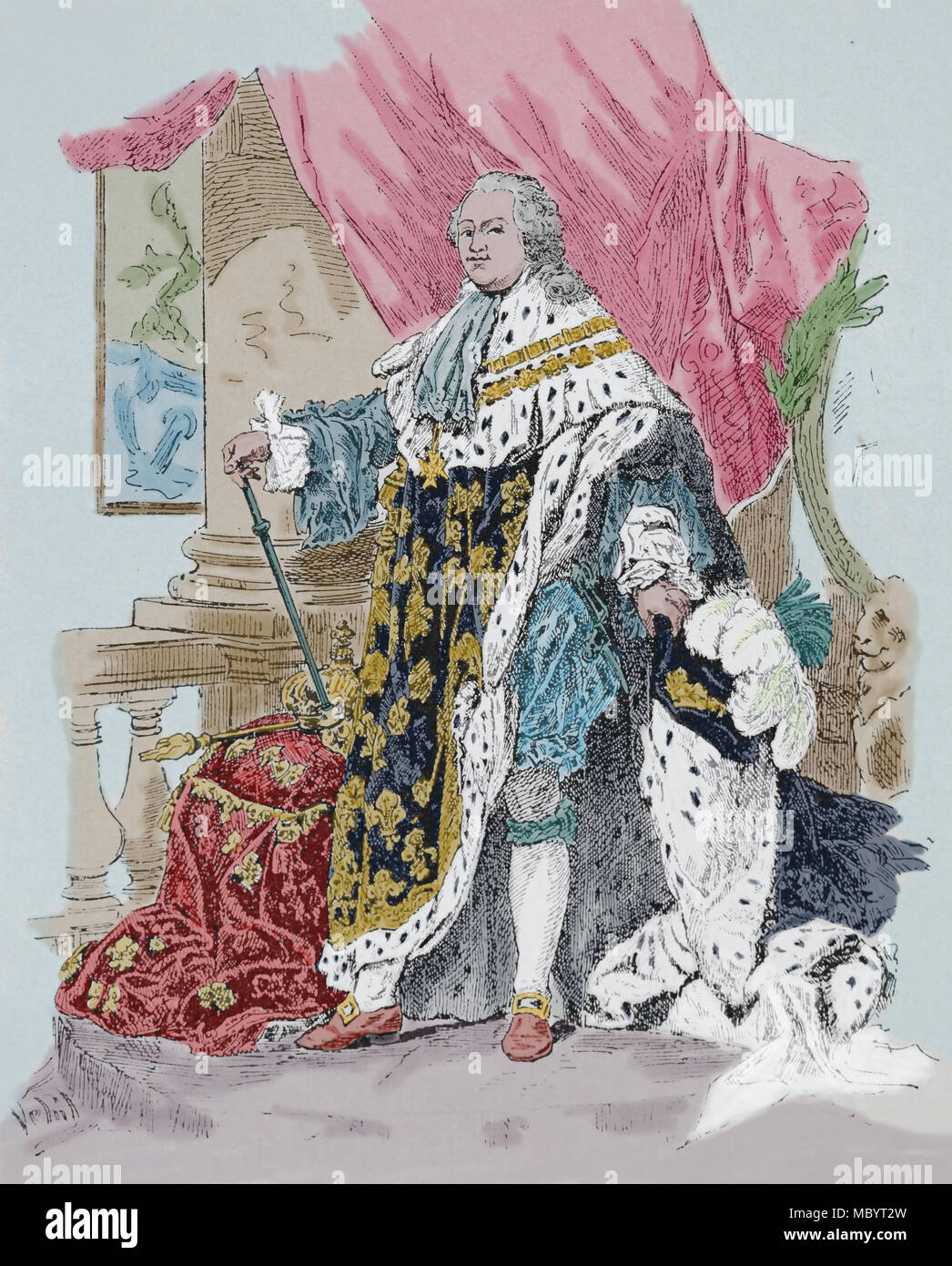 Luigi XVI di Francia (1754 - 1793). Re di Francia. Ritratto. Incisione, secolo XIX Foto Stock