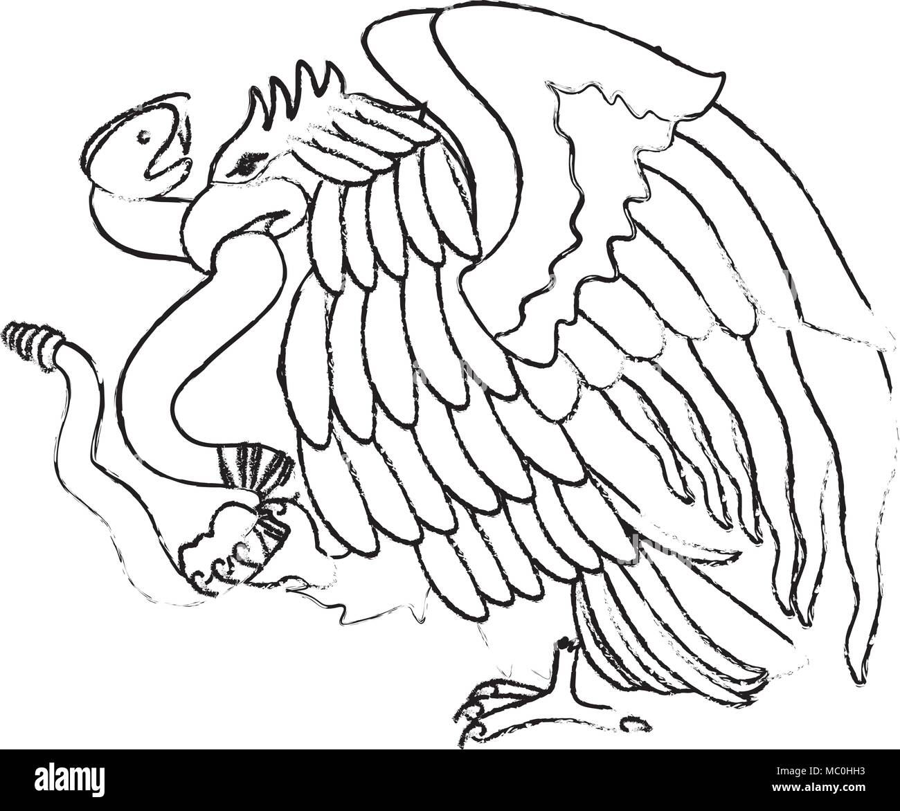 Eagle divorando snake emblema messicano Illustrazione Vettoriale