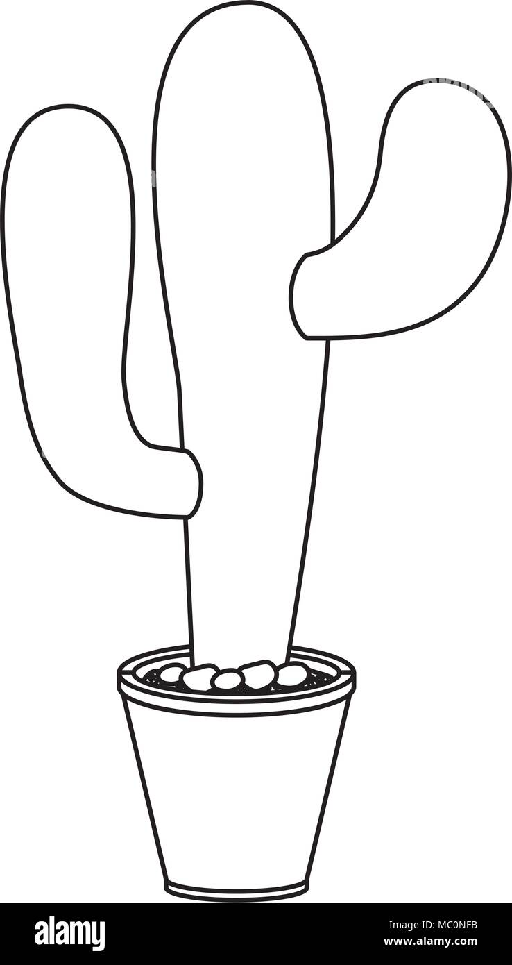 Nopal cactus in vaso Illustrazione Vettoriale