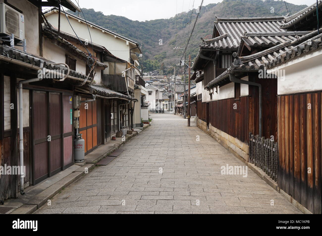 Tradizionale strada giapponese a Tomonoura, Fukuyama City, Hiroshima, Giappone Foto Stock
