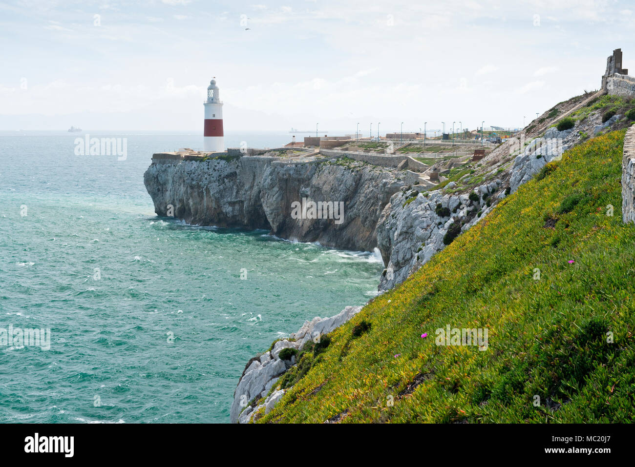 Trinità Faro all'Europa Point, Gibilterra, Regno Unito Foto Stock