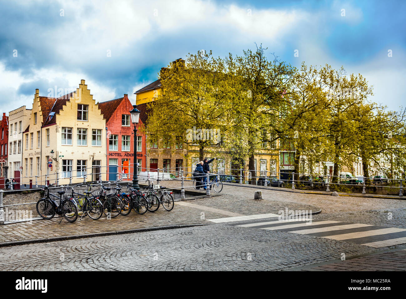 Architettura della città di Bruges, Belgio Foto Stock
