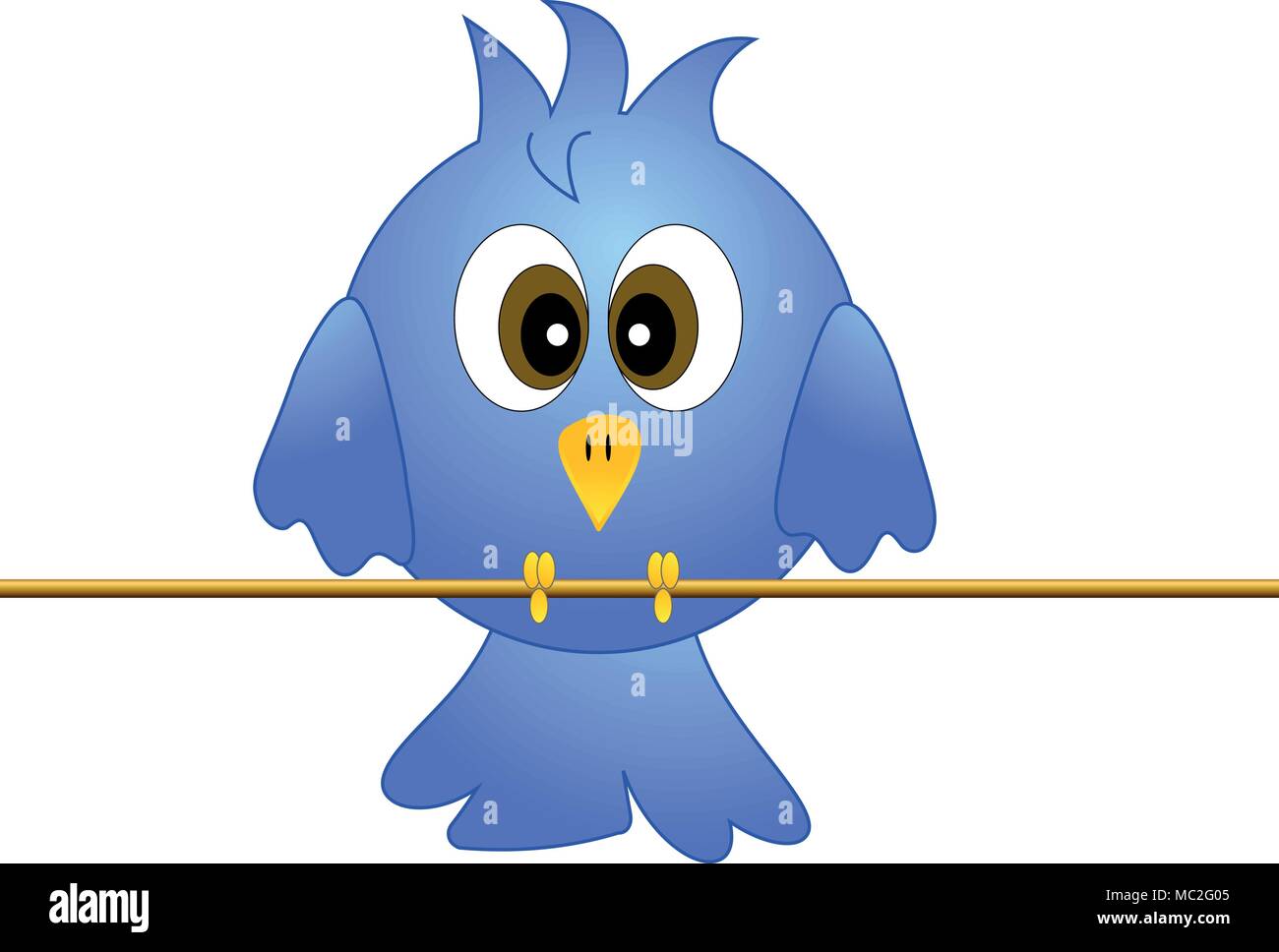 Uccello blu permanente sulla fune - Vettore Illustrazione Vettoriale