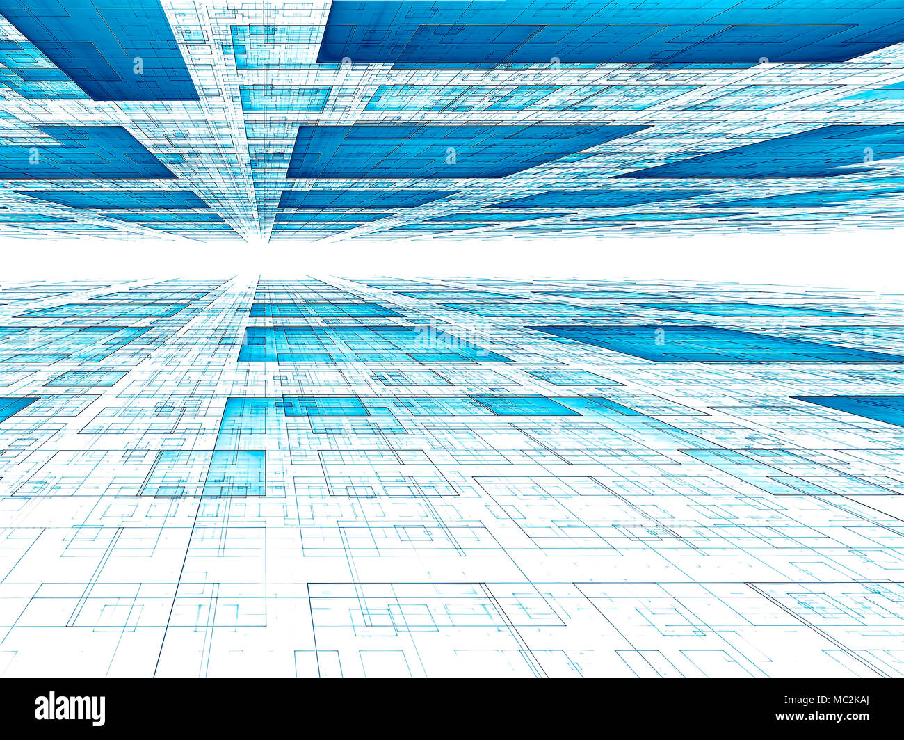 Bianco e blu sullo sfondo in prospettiva - abstract in formato digitale gener Foto Stock