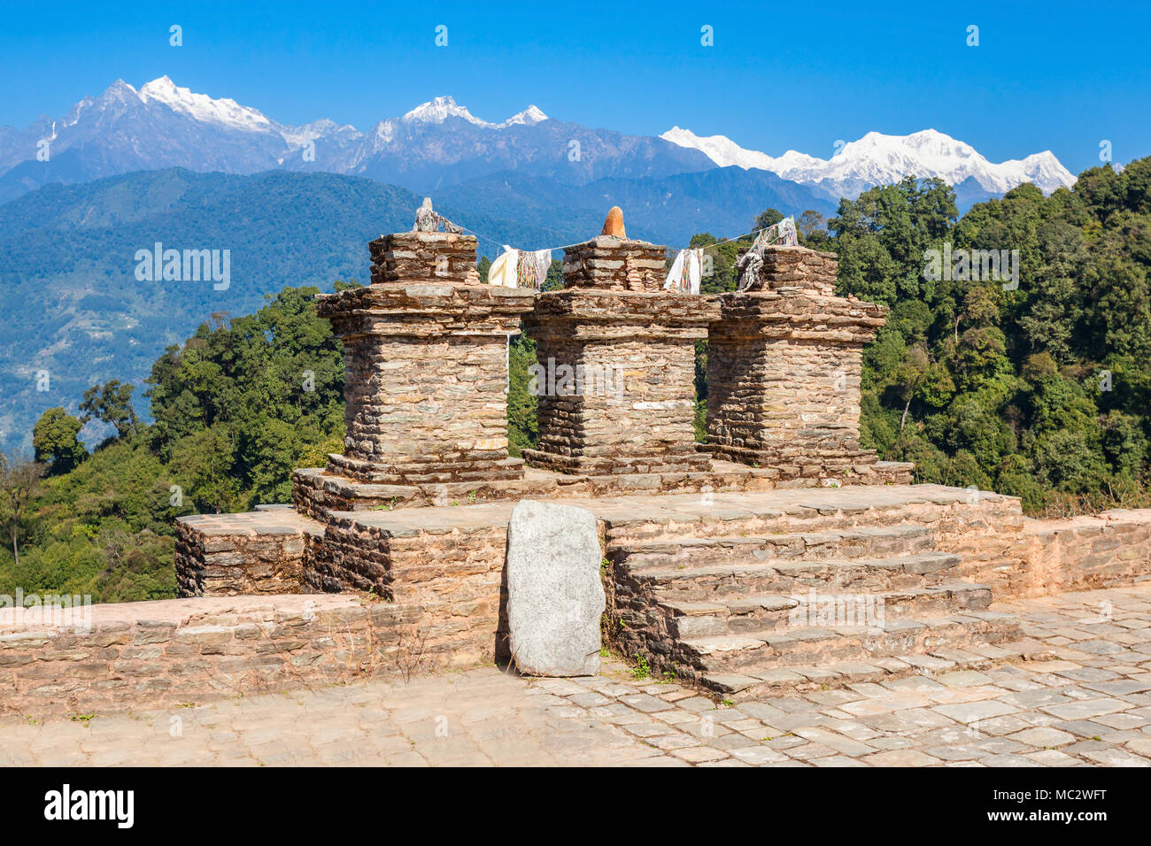 Rabdentse rovine nei pressi di ortografia, Sikkim stato in India. Rabdentse fu la seconda capitale del primo regno del Sikkim. Foto Stock