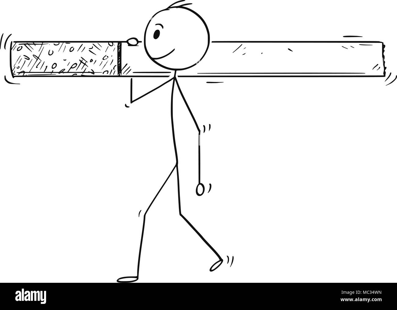 Cartoon di uomo o imprenditore che trasportano grandi sigaretta Illustrazione Vettoriale