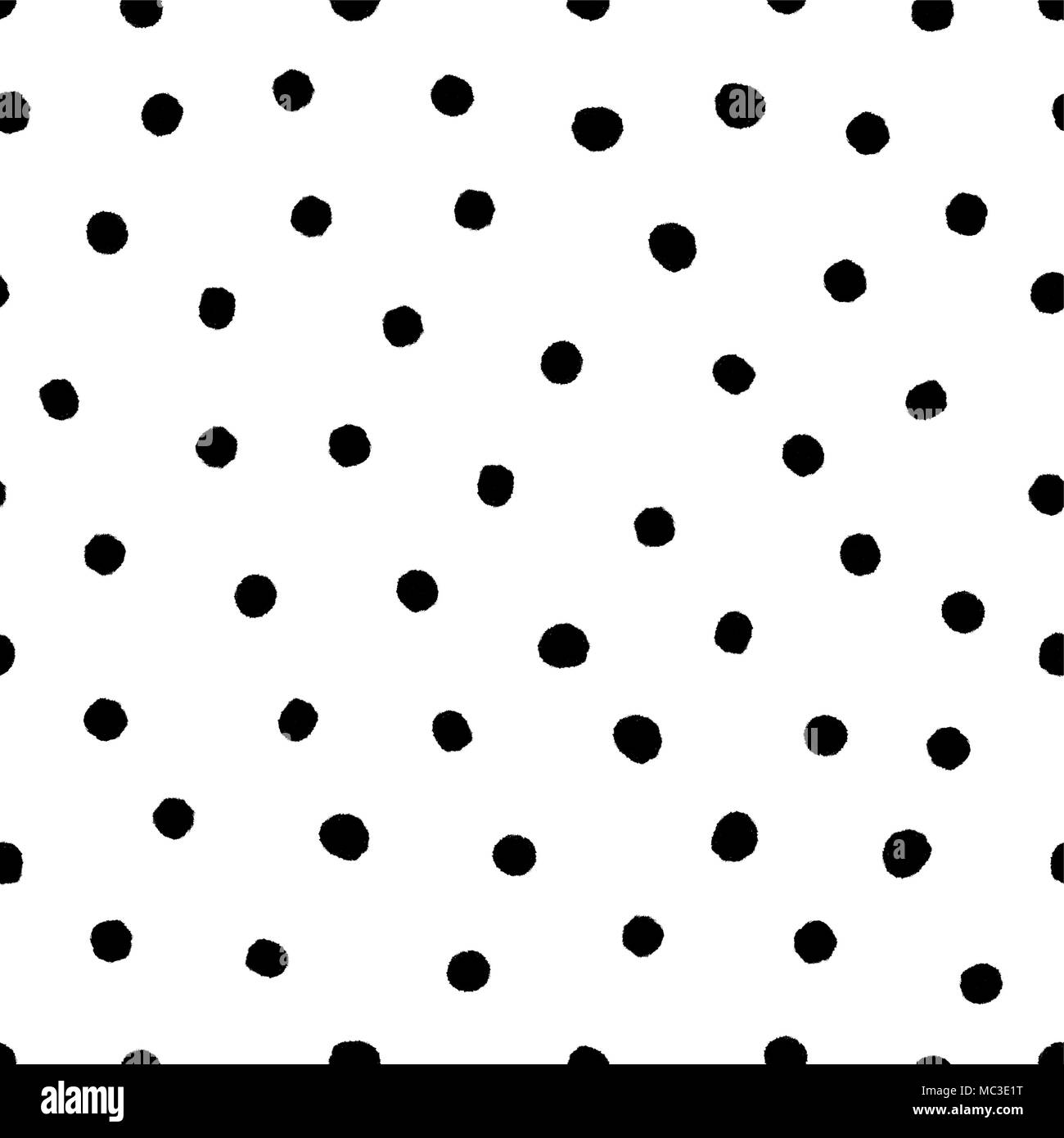 Disegnata a mano cerchi, polka dot seamless pattern. Grunge doodle punteggiata sfondo infinito. Macchie di inchiostro sullo sfondo Illustrazione Vettoriale