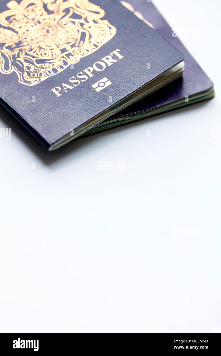 Blue passaporto del Regno Unito Foto Stock