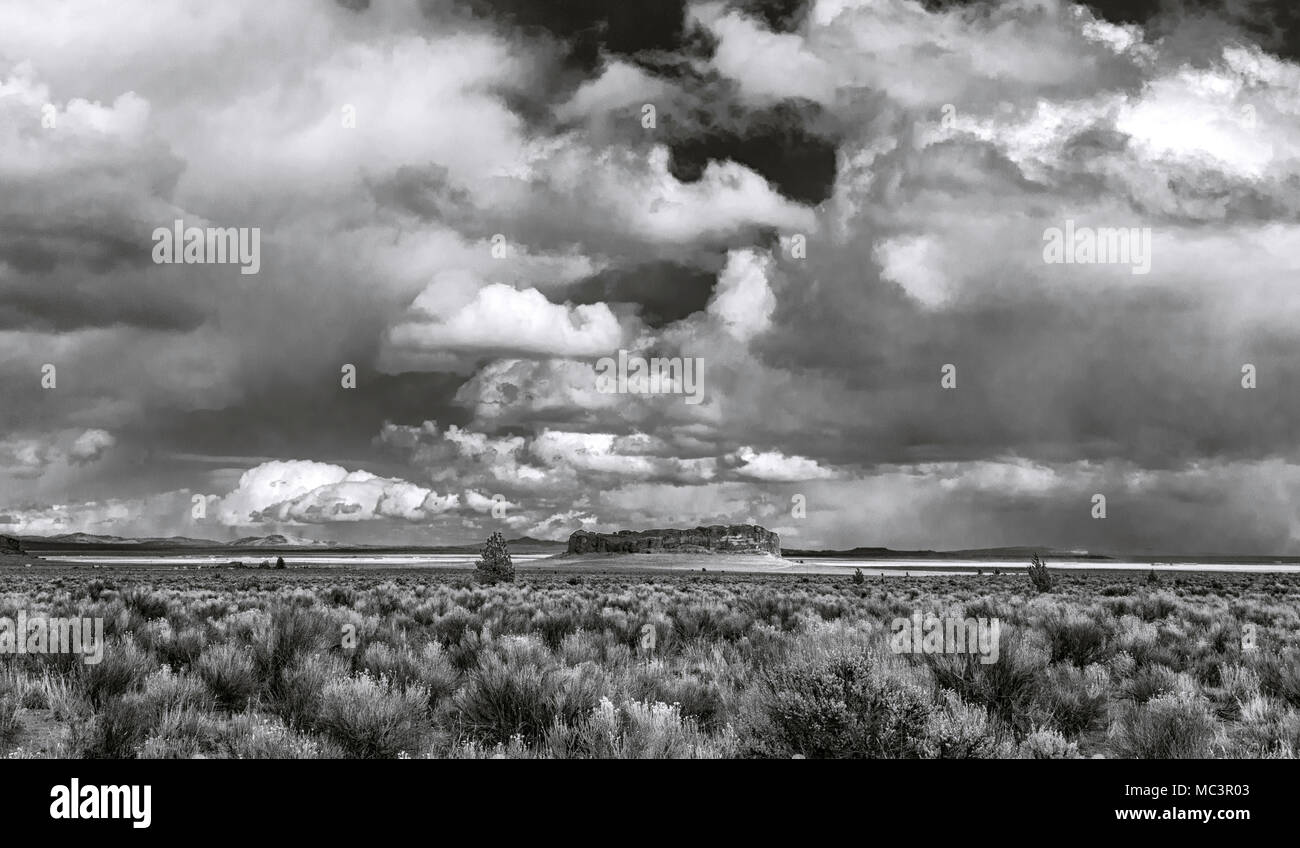 Fort Rock, Oregon, in bianco e nero Foto Stock