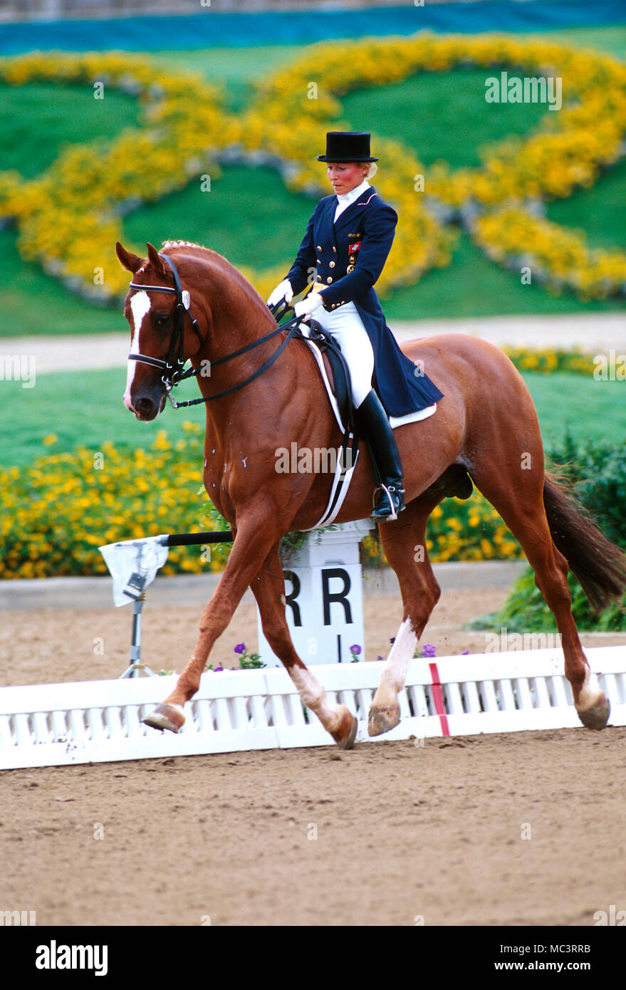 I Giochi olimpici di Atlanta 1996, Christine Stuckelburger (SUI) riding Aquamarin Foto Stock