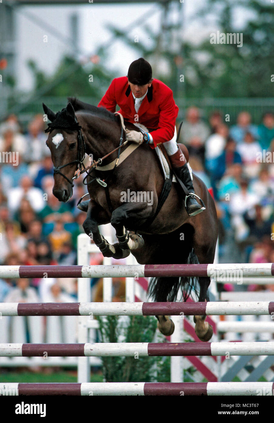 CSI Franconville 1992, Luis Alvarez Cervera, Spagna, equitazione Banesto andiamo Foto Stock