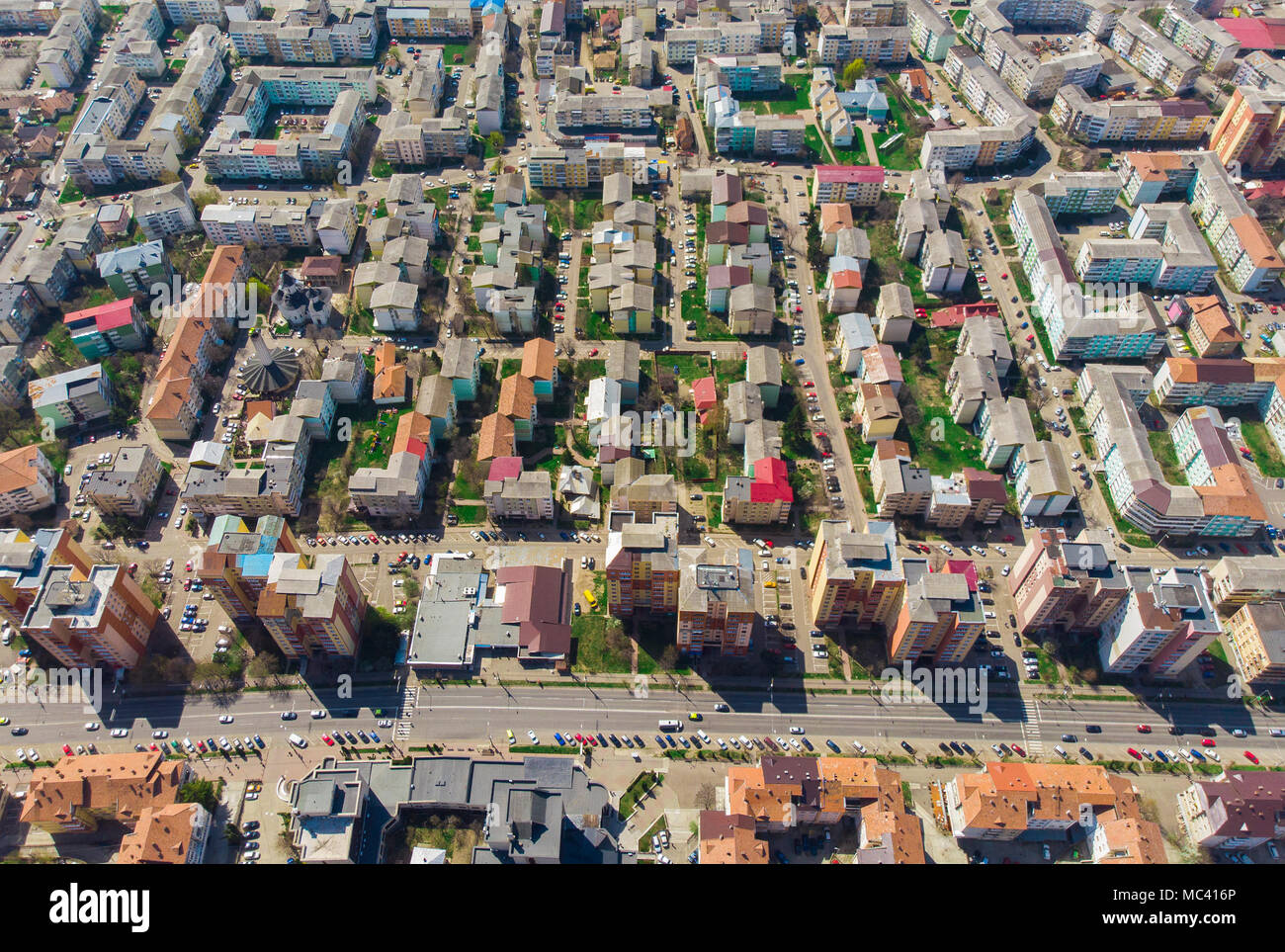 Vista aerea di Piatra Neamt città in Romania Foto Stock