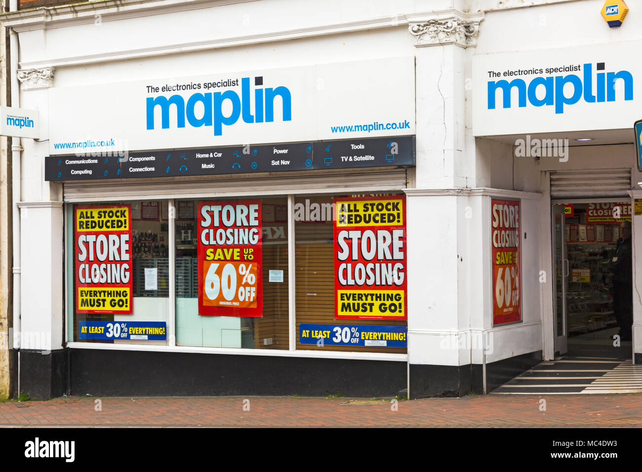 Bournemouth Dorset, Regno Unito. Il 13 aprile 2018. Maplin store in Bournemouth sarà la chiusura di uno dei molti nel Regno Unito. Credito: Carolyn Jenkins/Alamy Live News Foto Stock