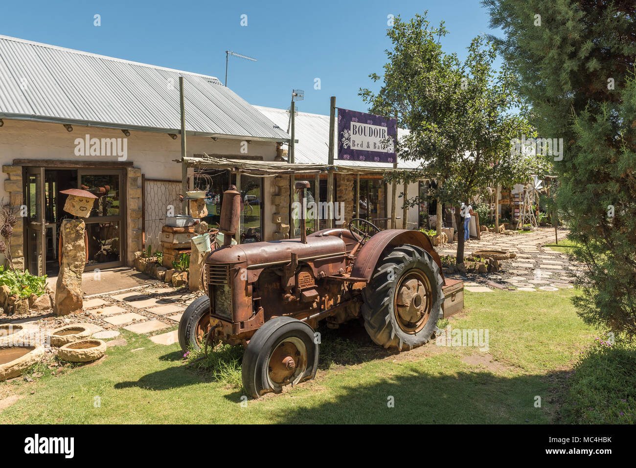 CLOCOLAN, SUD AFRICA - 12 Marzo 2018: la cabina di stallo fattoria vicino Clocolan nella parte orientale dello Stato libero Provincia vicino al confine con il Lesotho Foto Stock