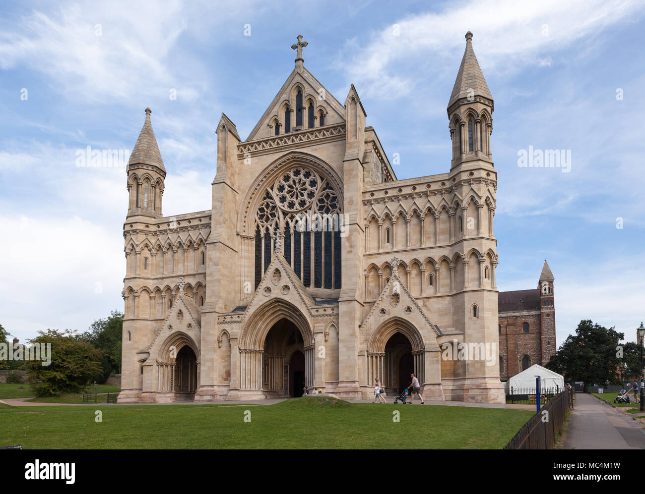 St Albans Cathedral, Hertfordshire, Inghilterra, Regno Unito Foto Stock