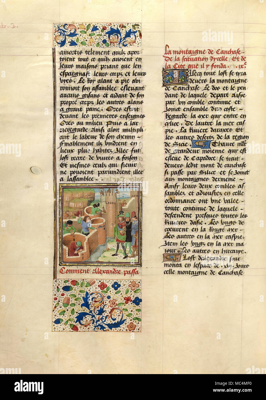 Maestro del Jardin de Vertueuse - La fondazione di Alessandria-in-Caucaso. Circa 1470-1475. "Tempere, foglia oro, oro vernice, e inchiostro su parchme Foto Stock