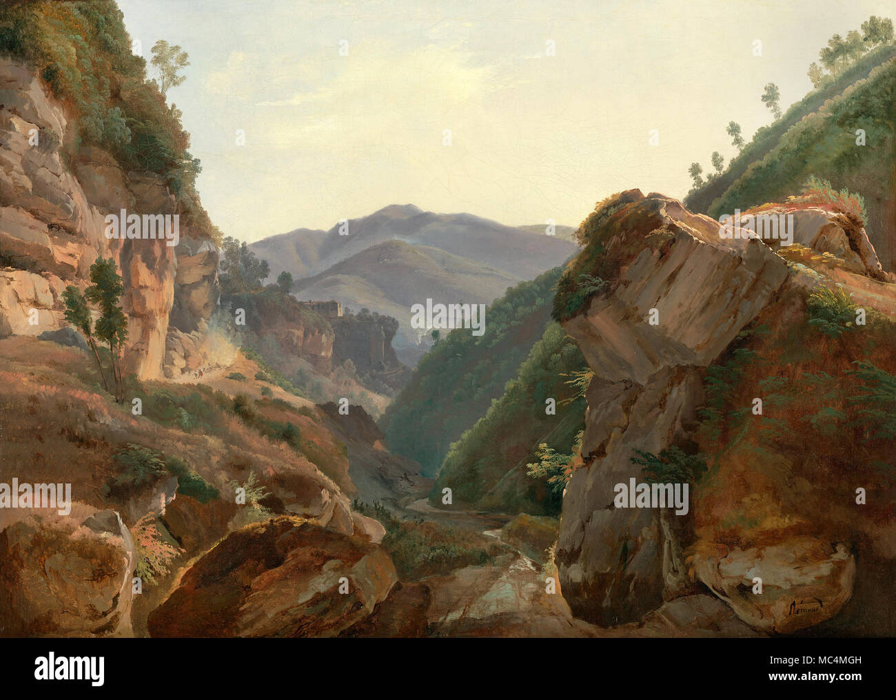 Jean-Charles-Joseph Remond, paesaggio di montagna con la strada a Napoli. Circa 1821-1825 Olio su tela. Getty Center di Los Angeles, Stati Uniti d'America. Foto Stock