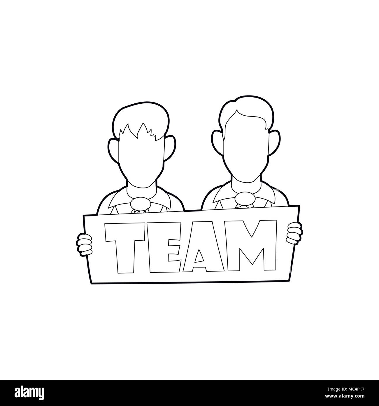 Imprenditori tenendo premuto segno bordo con Team icona word Illustrazione Vettoriale