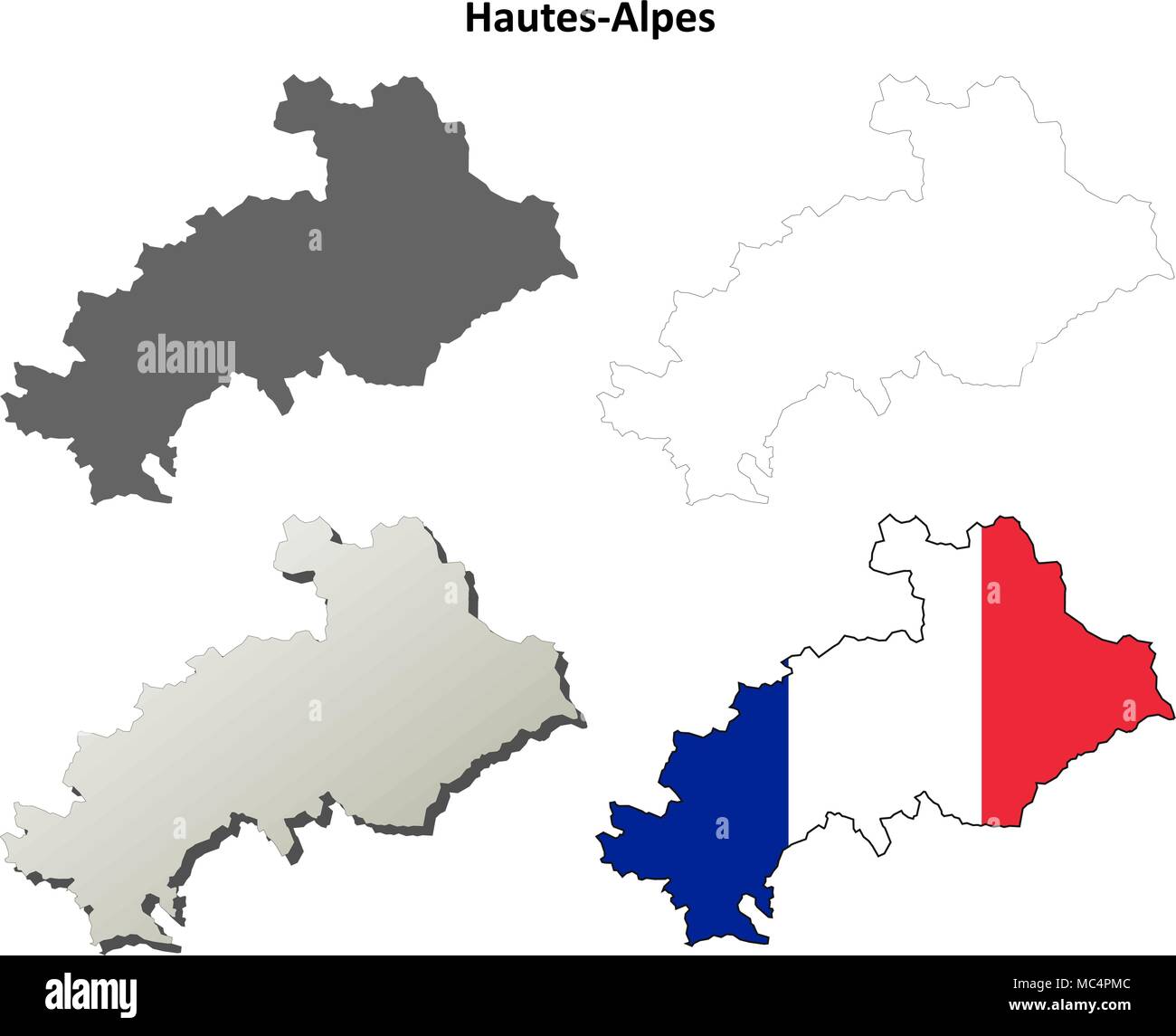 Hautes-Alpes, Provenza mappa di contorno impostato Illustrazione Vettoriale