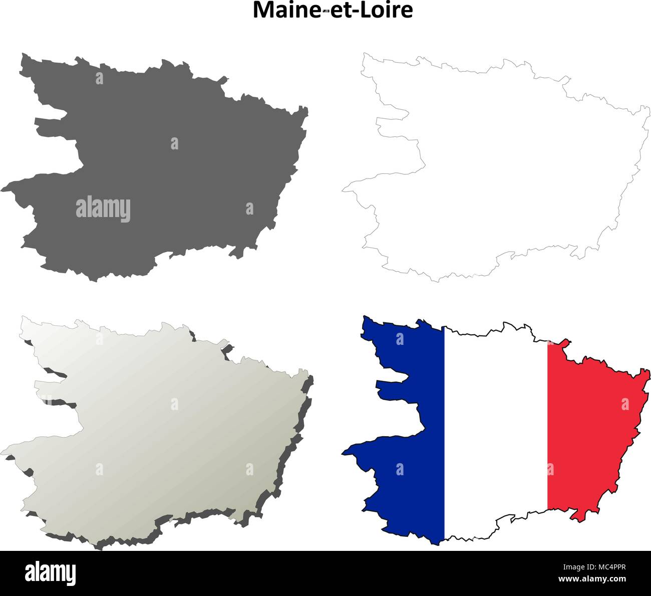 Maine-et-Loire, Pays de la Loire mappa di contorno impostato Illustrazione Vettoriale