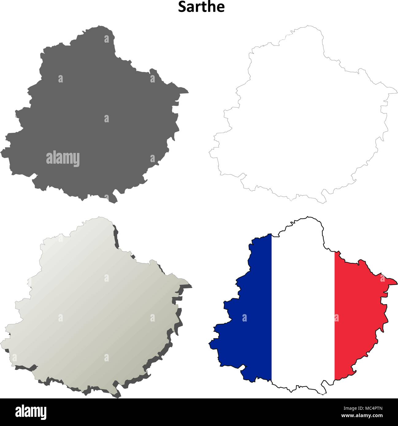 Sarthe, Pays de la Loire mappa di contorno impostato Illustrazione Vettoriale
