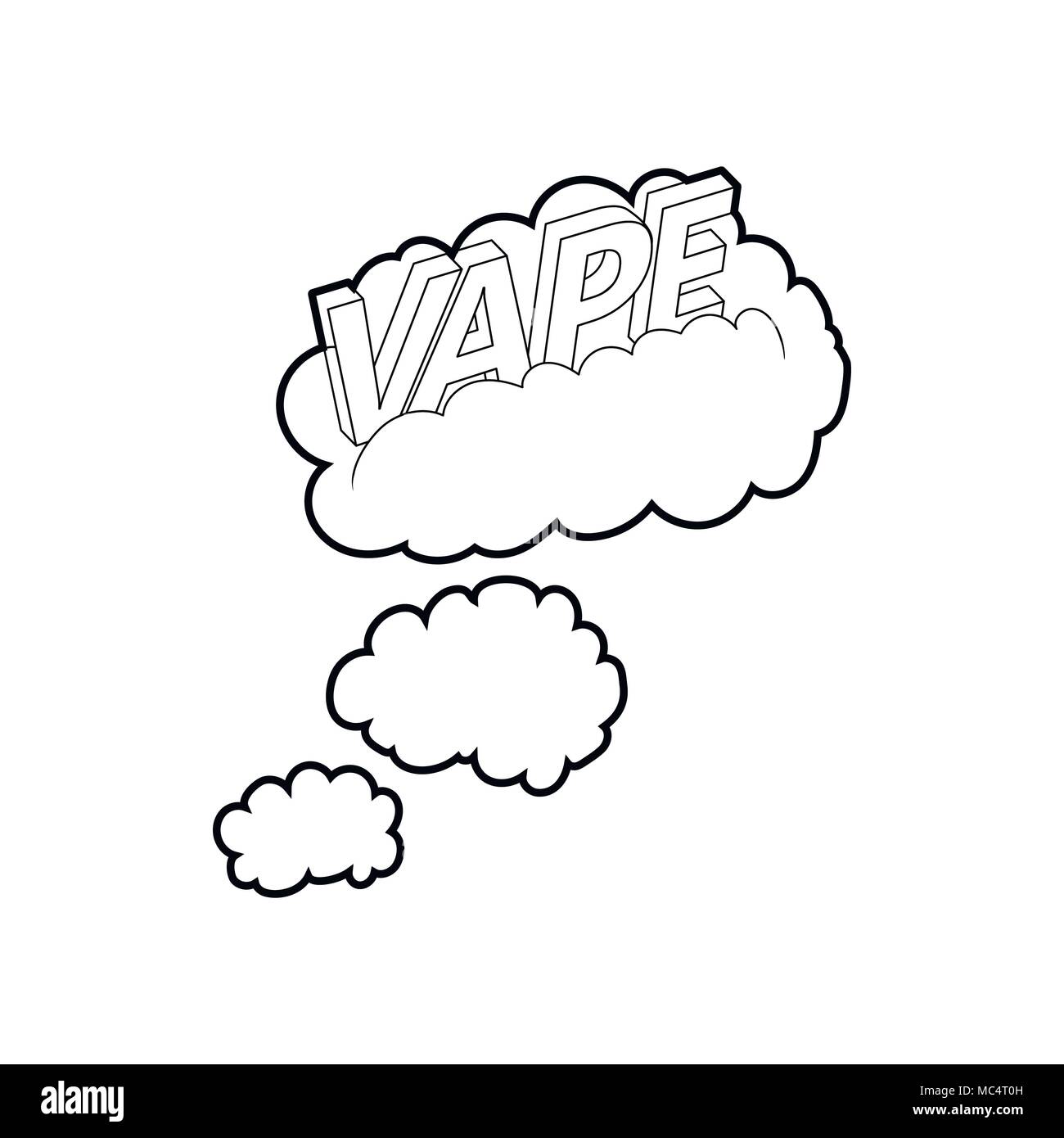 Nuvole Vape icona, stile contorno Illustrazione Vettoriale