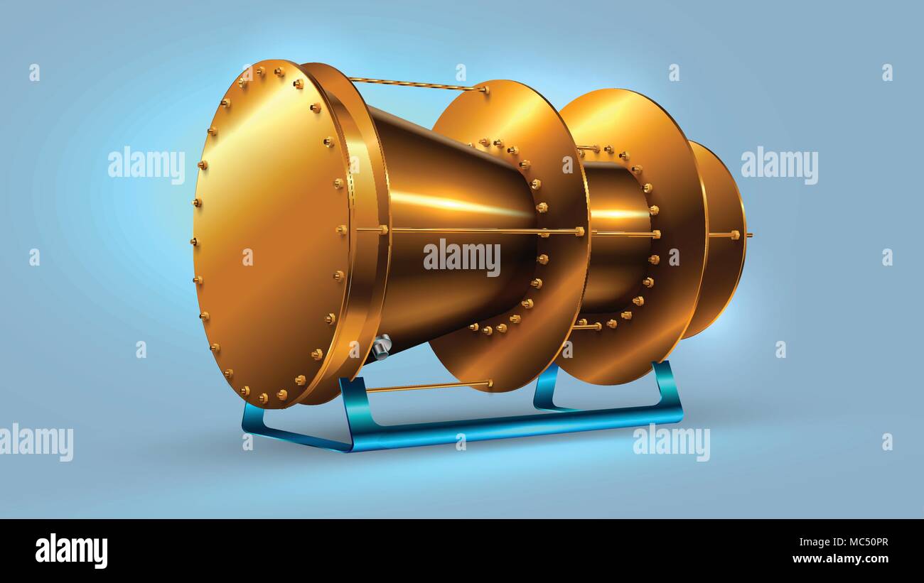 Emdrive o em-drive - electromagnetics motore. Impossibile motore. inter spazio stellare motore del futuro. Il prototipo. Vettore Illustrazione Vettoriale