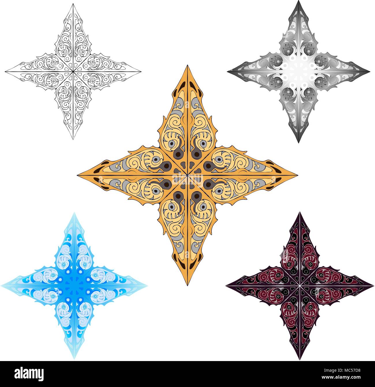 Isolato 4 punto vettore star ornamento elemento di design Illustrazione Vettoriale