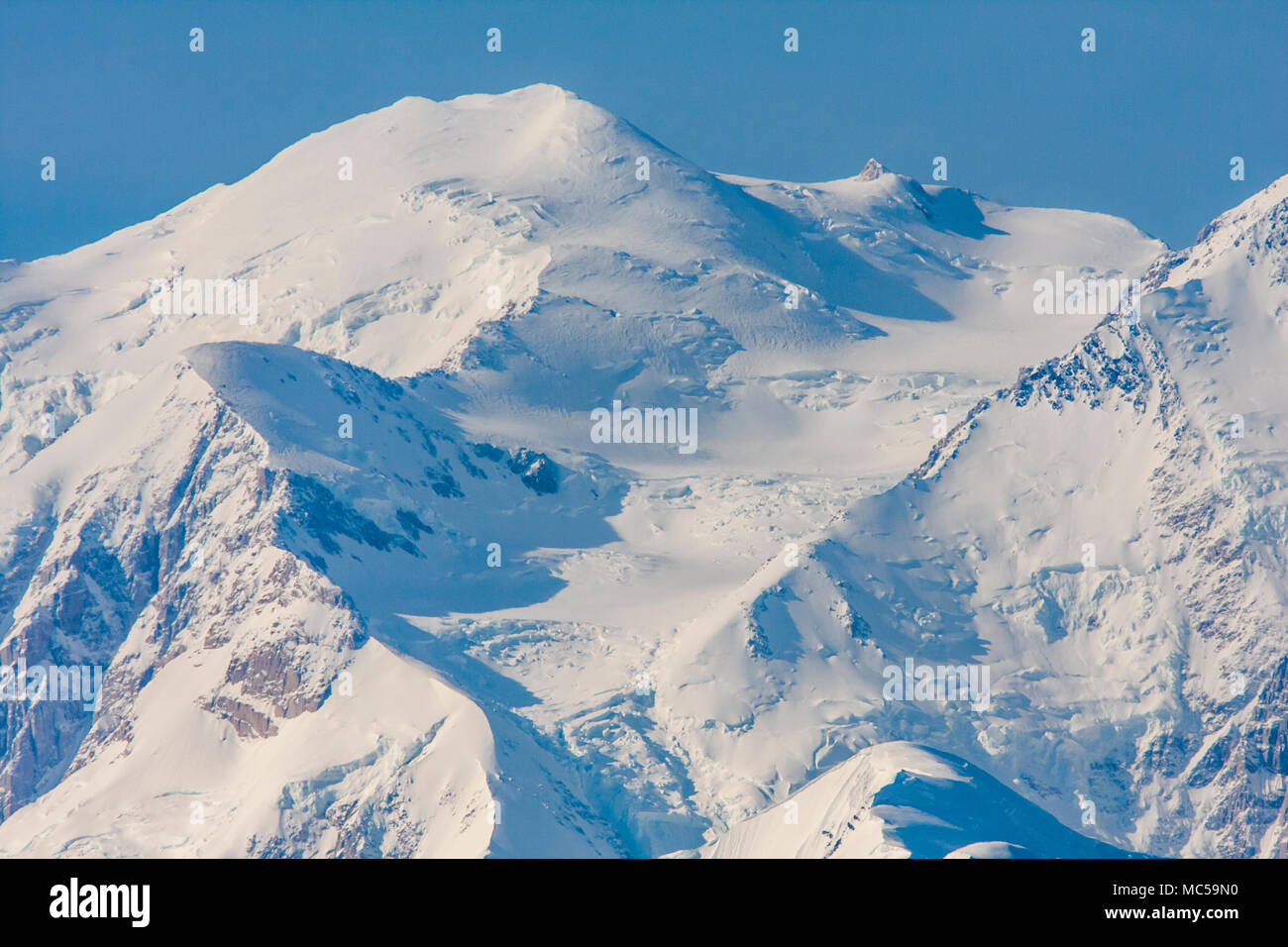 Mt McKinley (chiamato Denali dai nativi americani e la maggior parte dell'Alaska) nel Parco Nazionale di Denali in Alaska è la montagna più alto in America del Nord a 20,320 Foto Stock