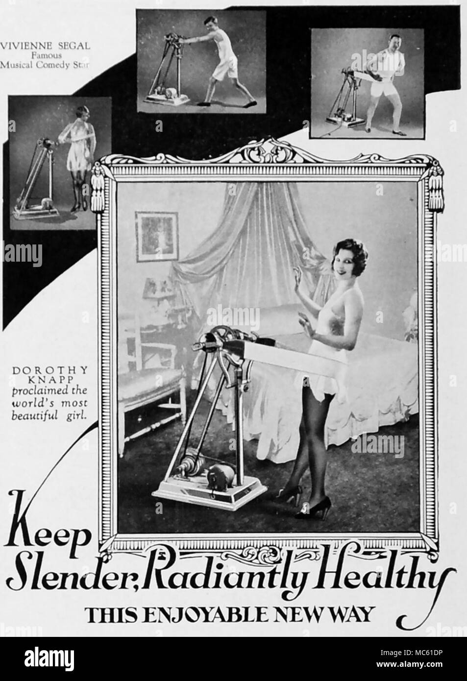 DOROTHY KNAPP attrice statunitense e il modello in un annuncio di snellimento circa 1920 Foto Stock