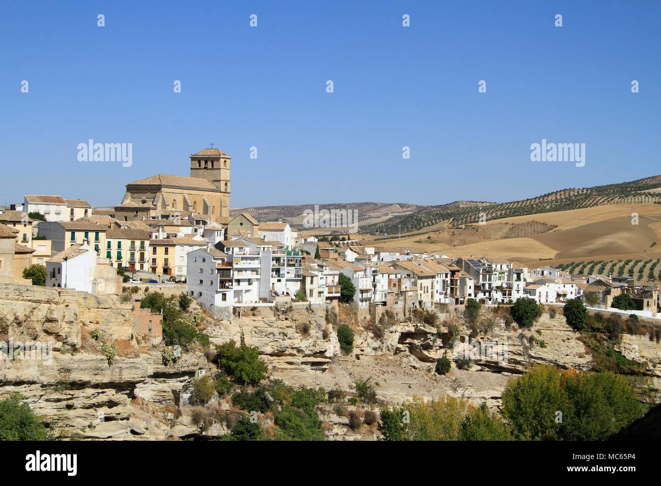 Vista sulla gola del rio alhama, Alhama de Granada, Andalusia, Spagna Foto Stock