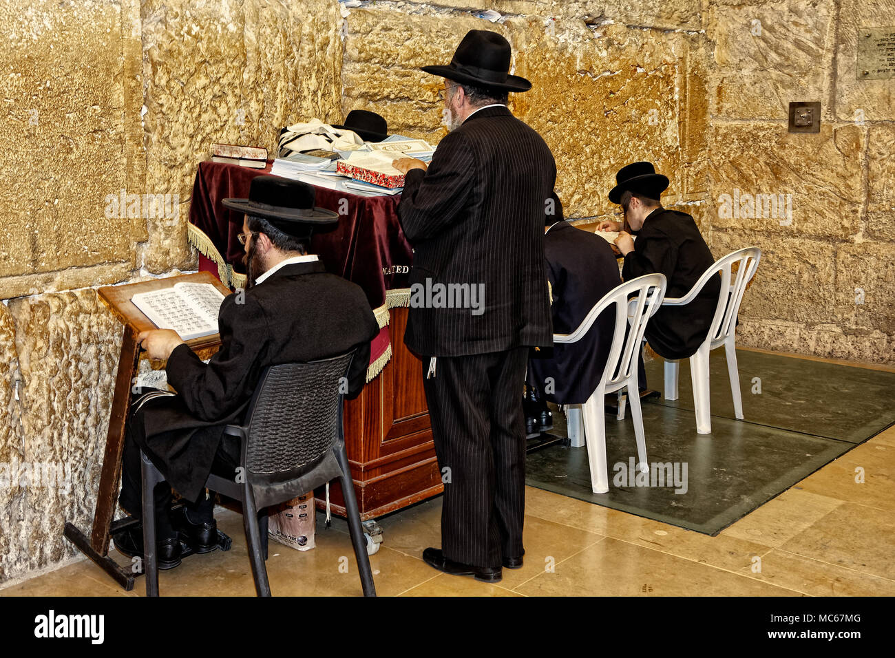 Parete ovest, il Muro del Pianto, Kotel, Al-Buraq parete, Klagemauer, Gerusalemme. Foto Stock