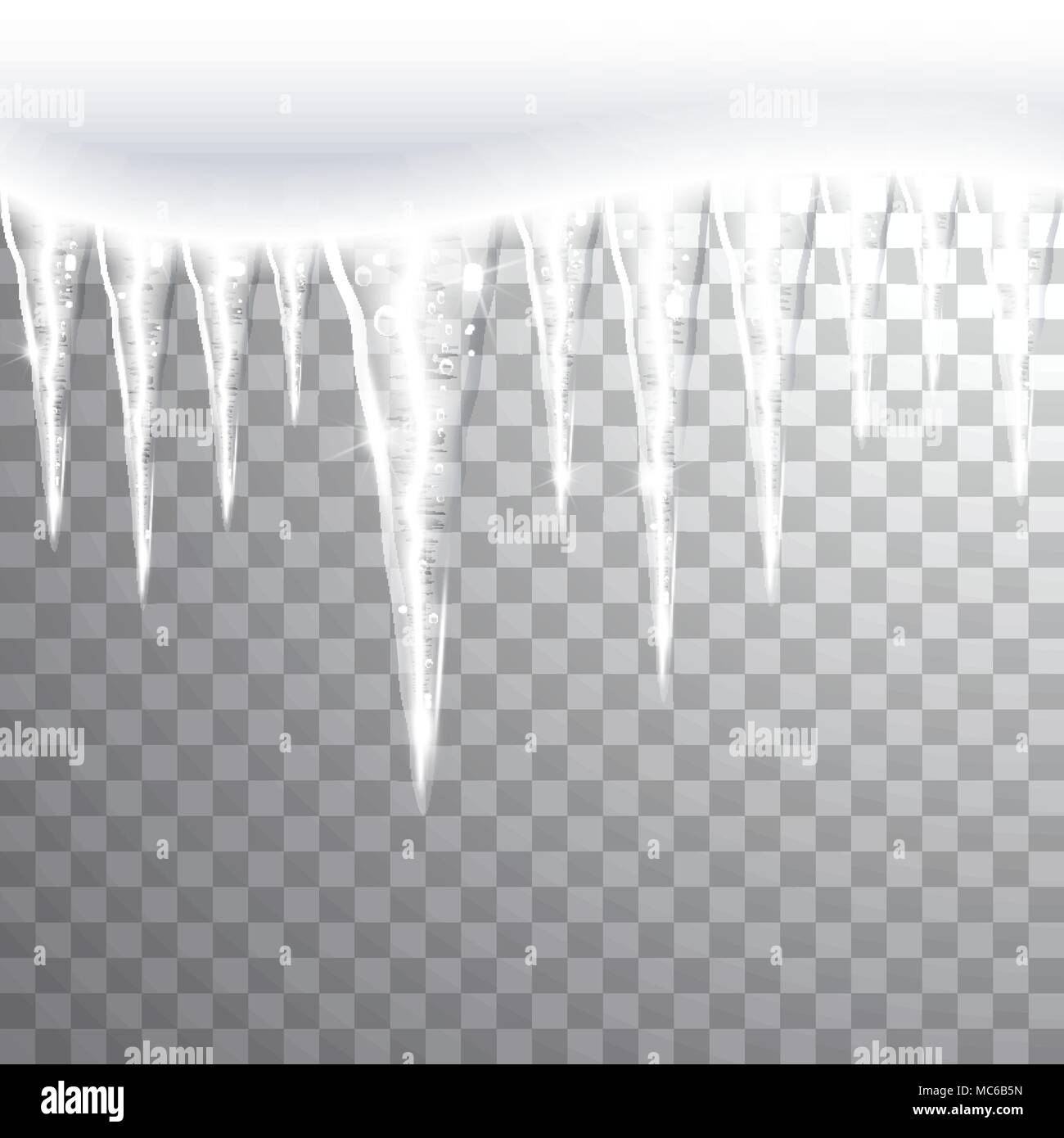 Scintillante di ghiaccioli su uno sfondo trasparente Illustrazione Vettoriale