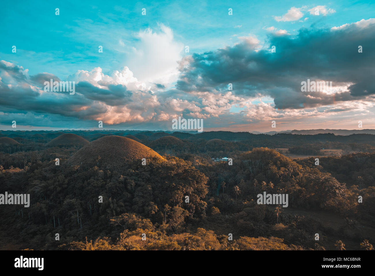Le colline di cioccolato sono una formazione geologica in Bohol Provincia delle Filippine. Foto Stock