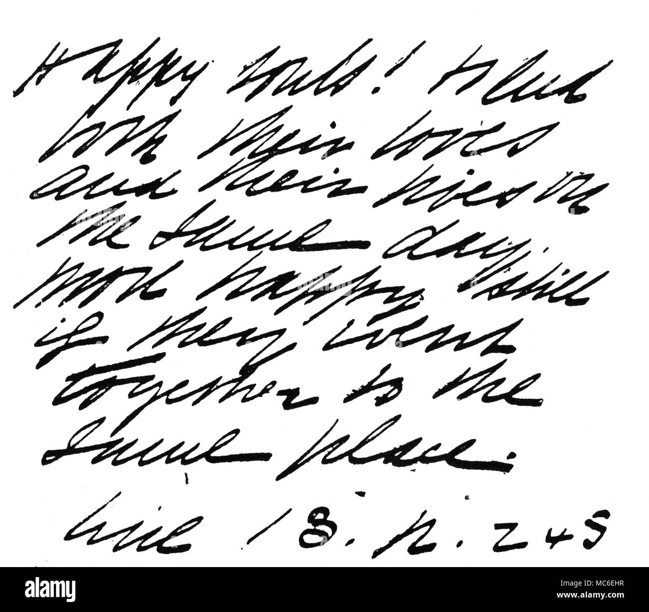 Spiritualismo, spirito-SCRITTURA E MATERIALISATIONS - EGLINGTON spirito scrittura ottenuta durante un sÃšance nella casa del dottor Nichols. La scrittura è stato ottenuto in inchiostro, su una carta che era stato posto all'interno di un libro di pesata (Il Decameron di Boccacio): la sÃšance si è svolta in una luminosa sala. Il testo sembra riferirsi ad una traduzione da un passaggio nel Decameron. Da Giovanni S. agricoltore, Twixt due mondi. Un racconto della vita e del lavoro di William Eglington, 1886. Foto Stock