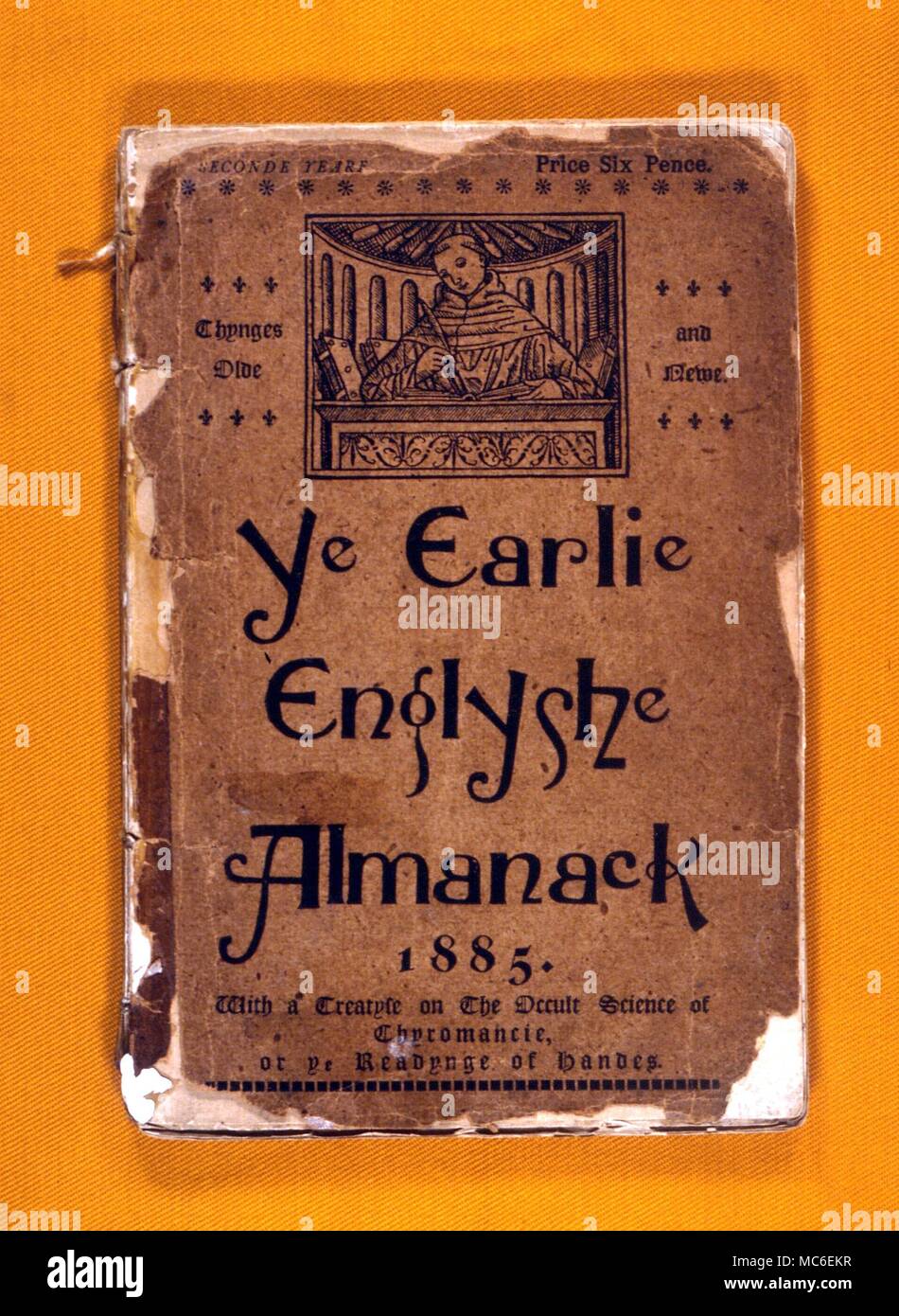 Calendari - Almanacco grezzo, 'Ye Earlie Englyshe Almanack', per 1883 Foto Stock