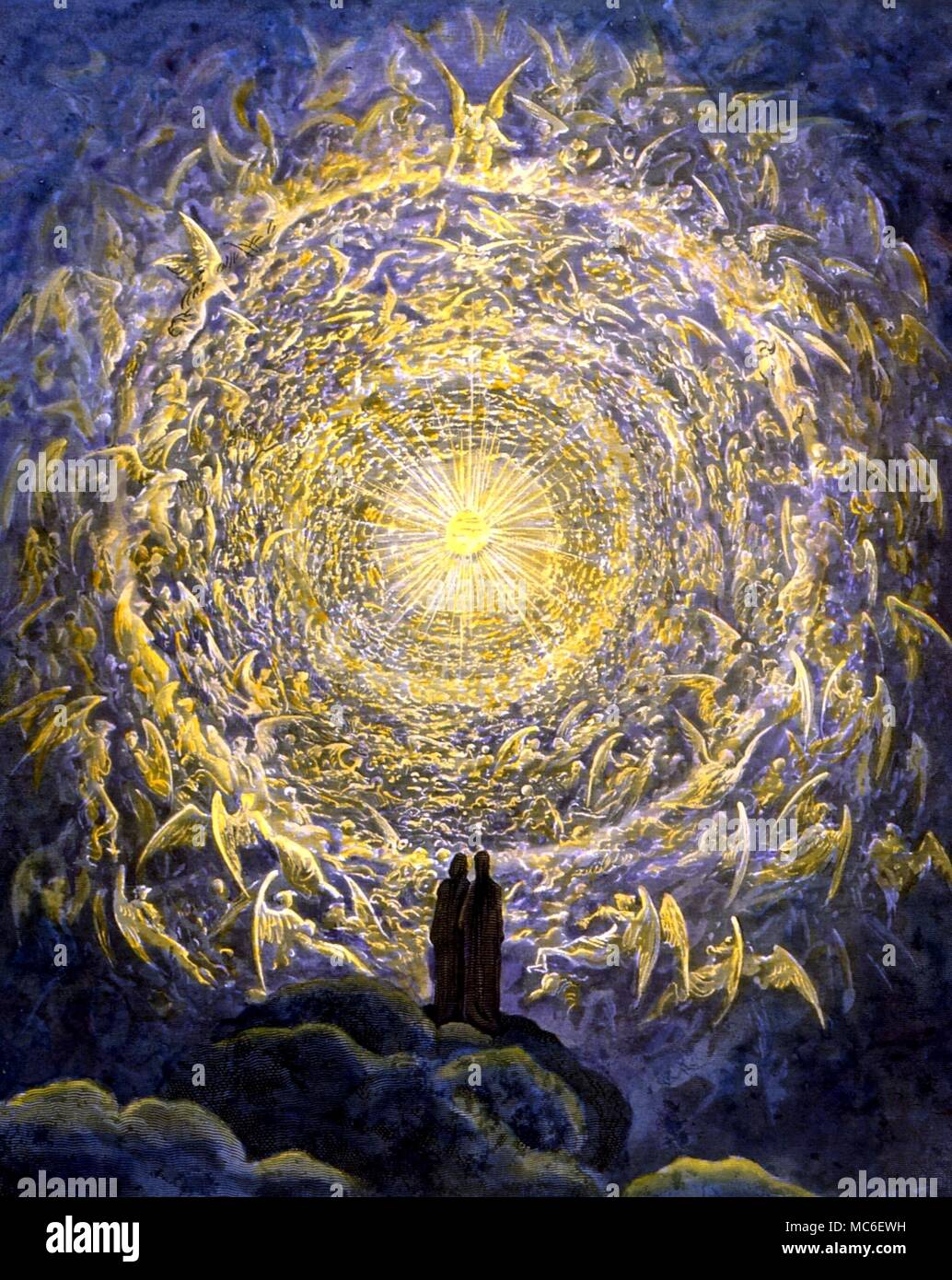 Angeli - Dante nella visione dei cerchi del cielo da Dore's illustrazione per 'Paradiso' della Divina Commedia Foto Stock